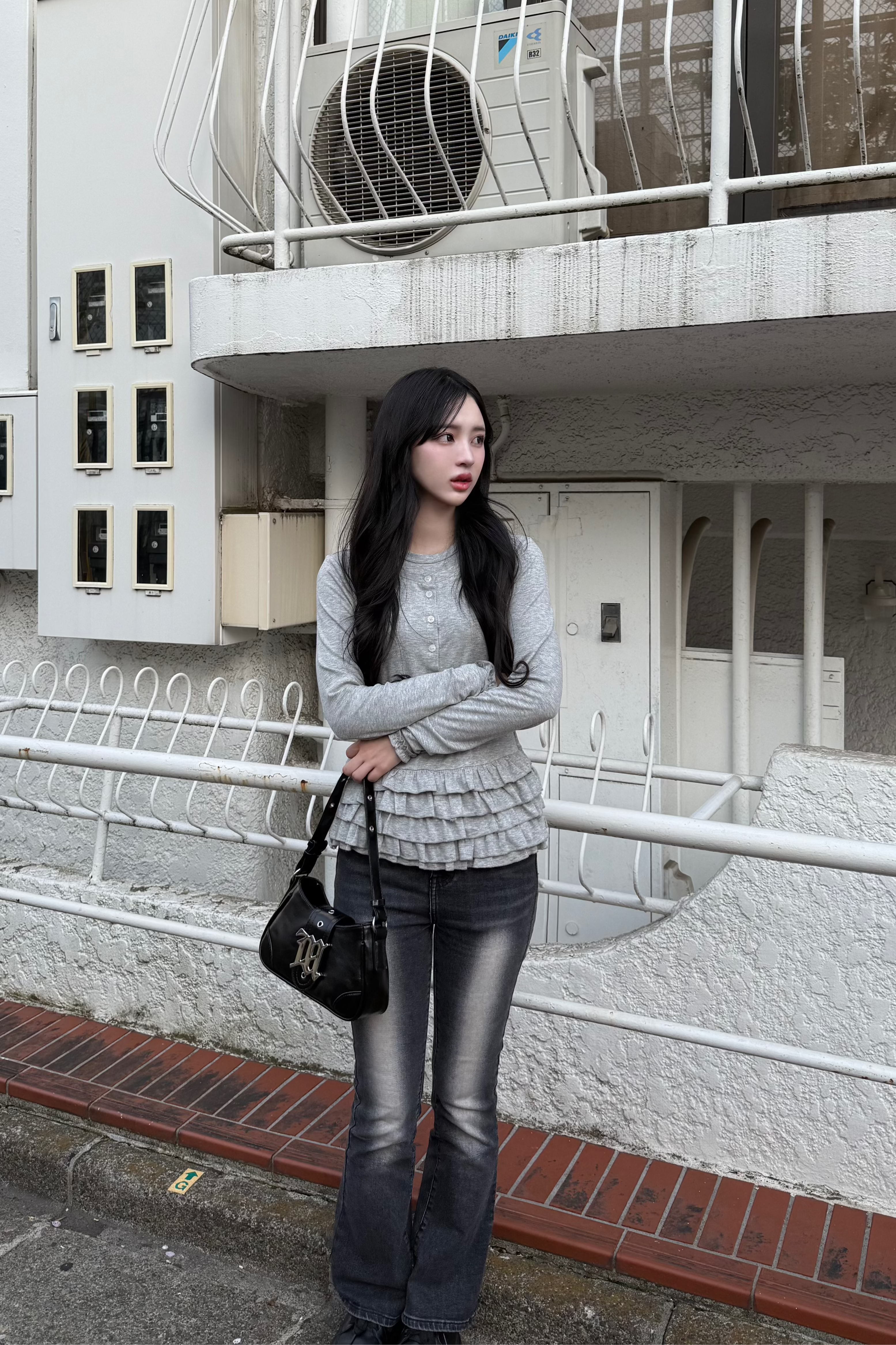 frill up shirt cardigan KR10023