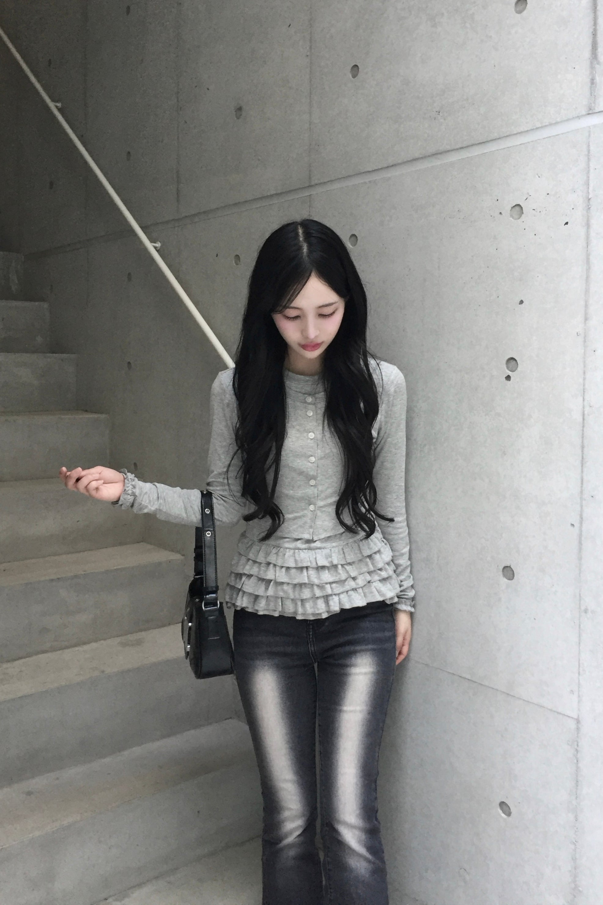 frill up shirt cardigan KR10023