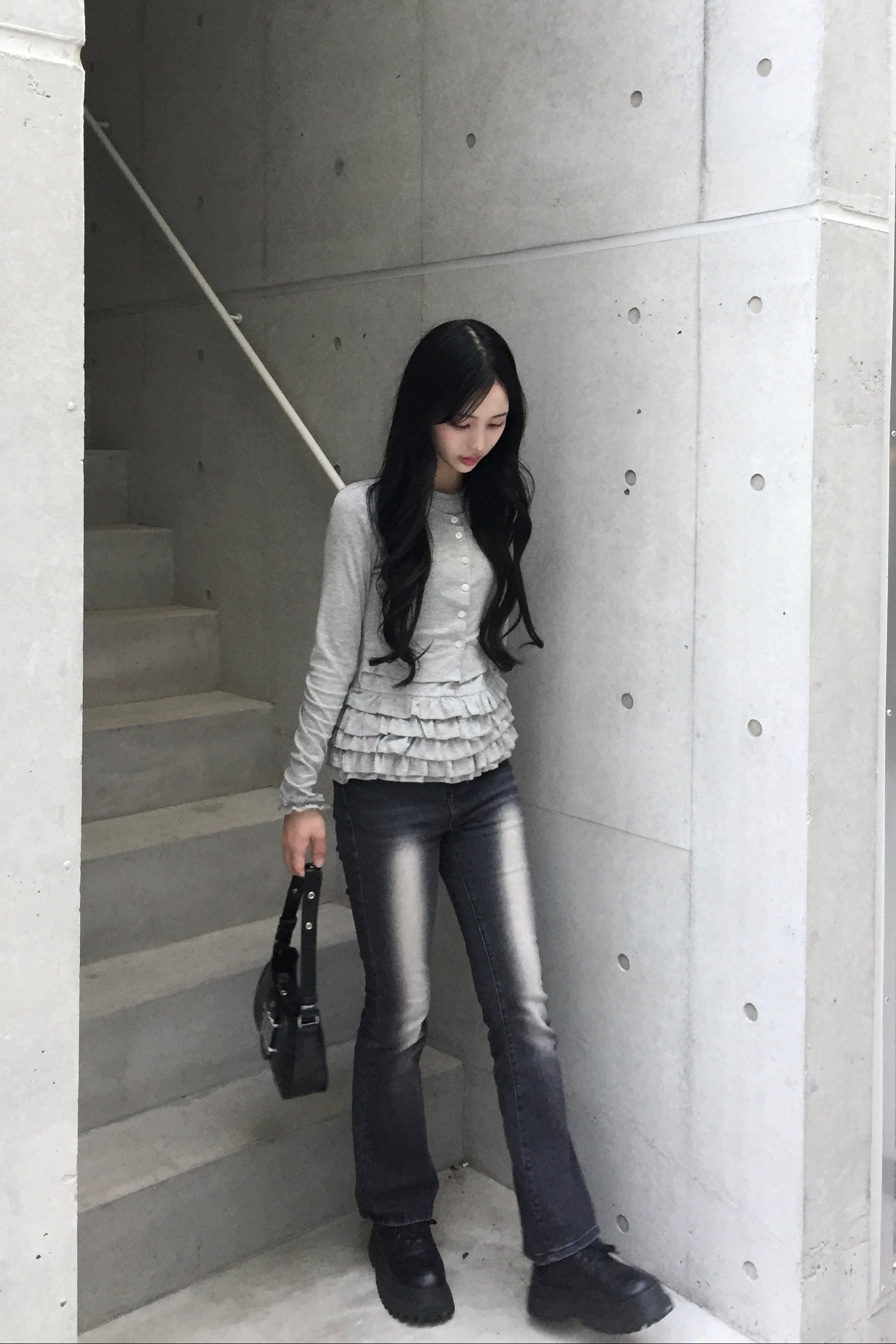 frill up shirt cardigan KR10023