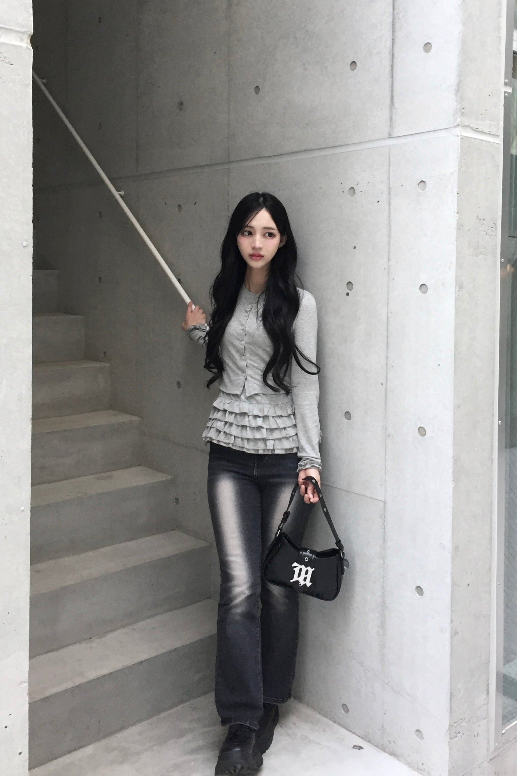 frill up shirt cardigan KR10023