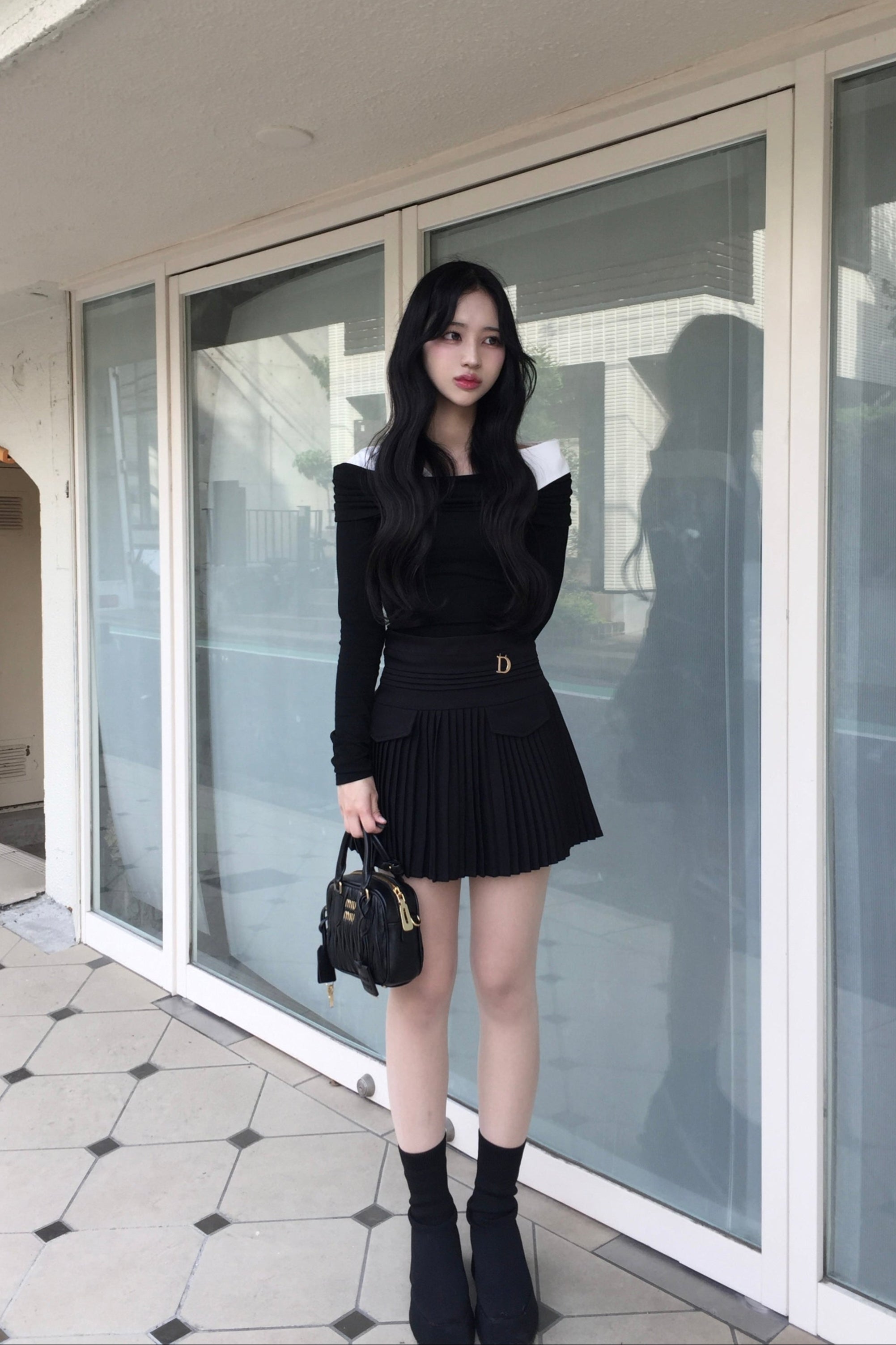 one point simple pleats skirt KR10024