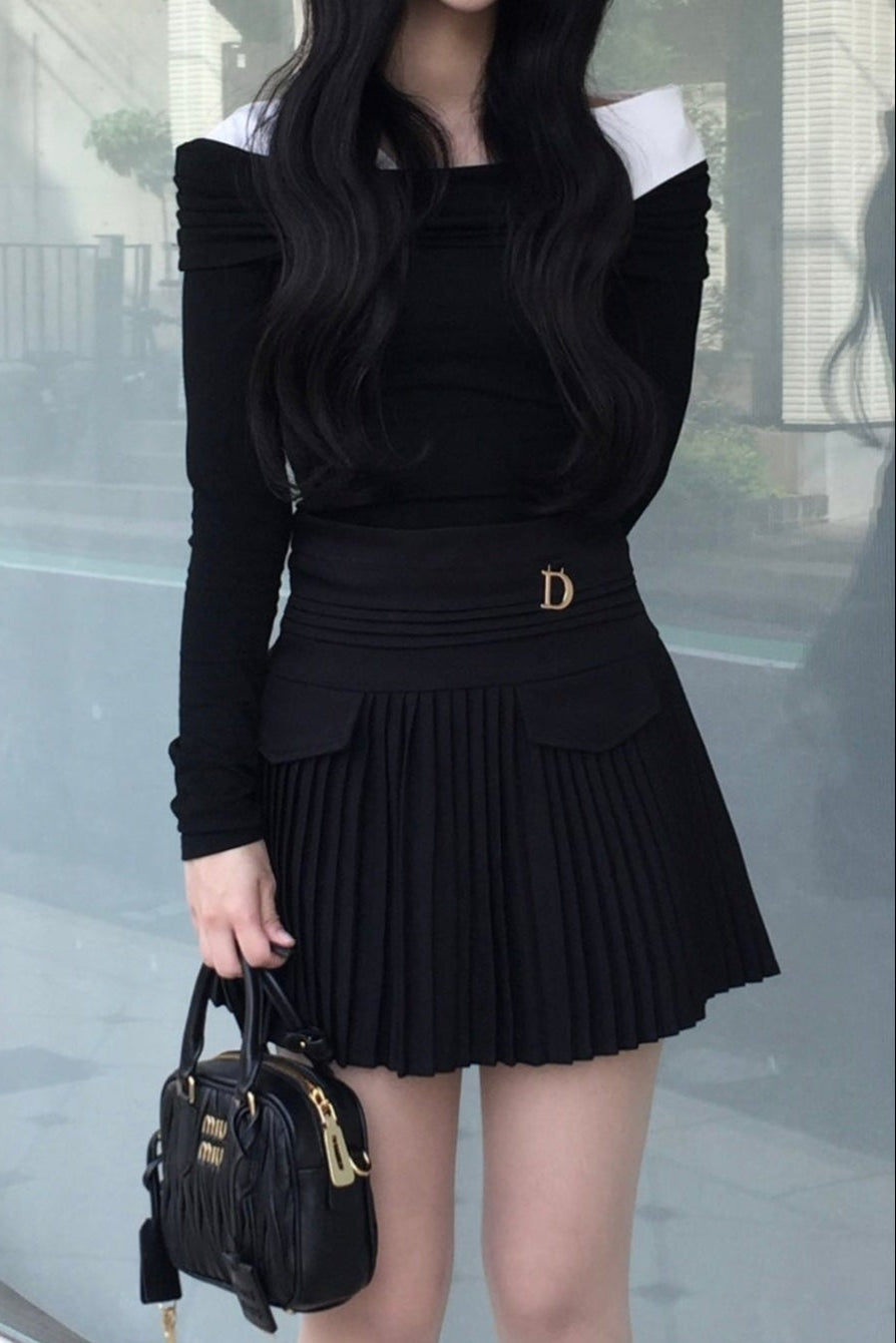 one point simple pleats skirt KR10024