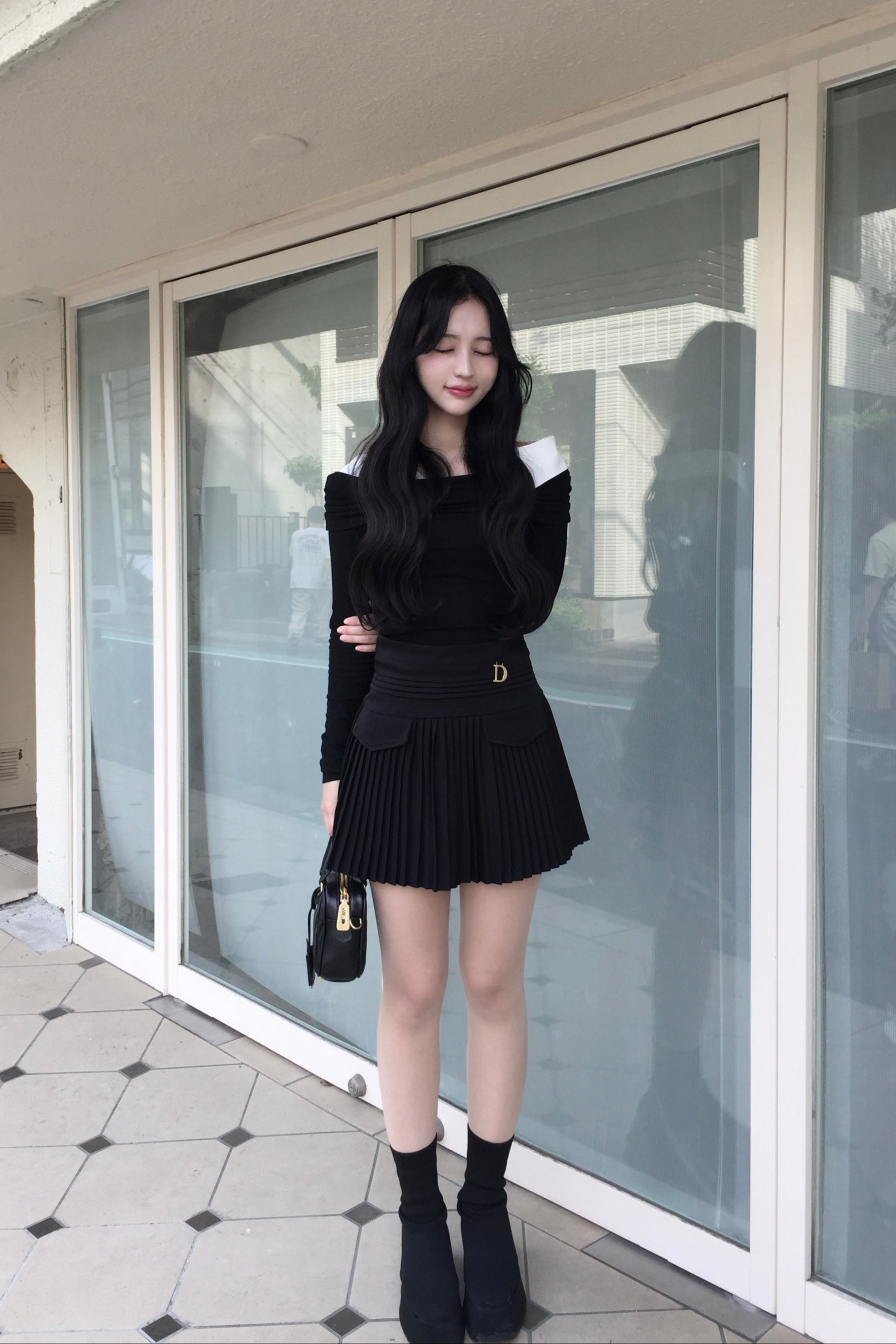 one point simple pleats skirt KR10024