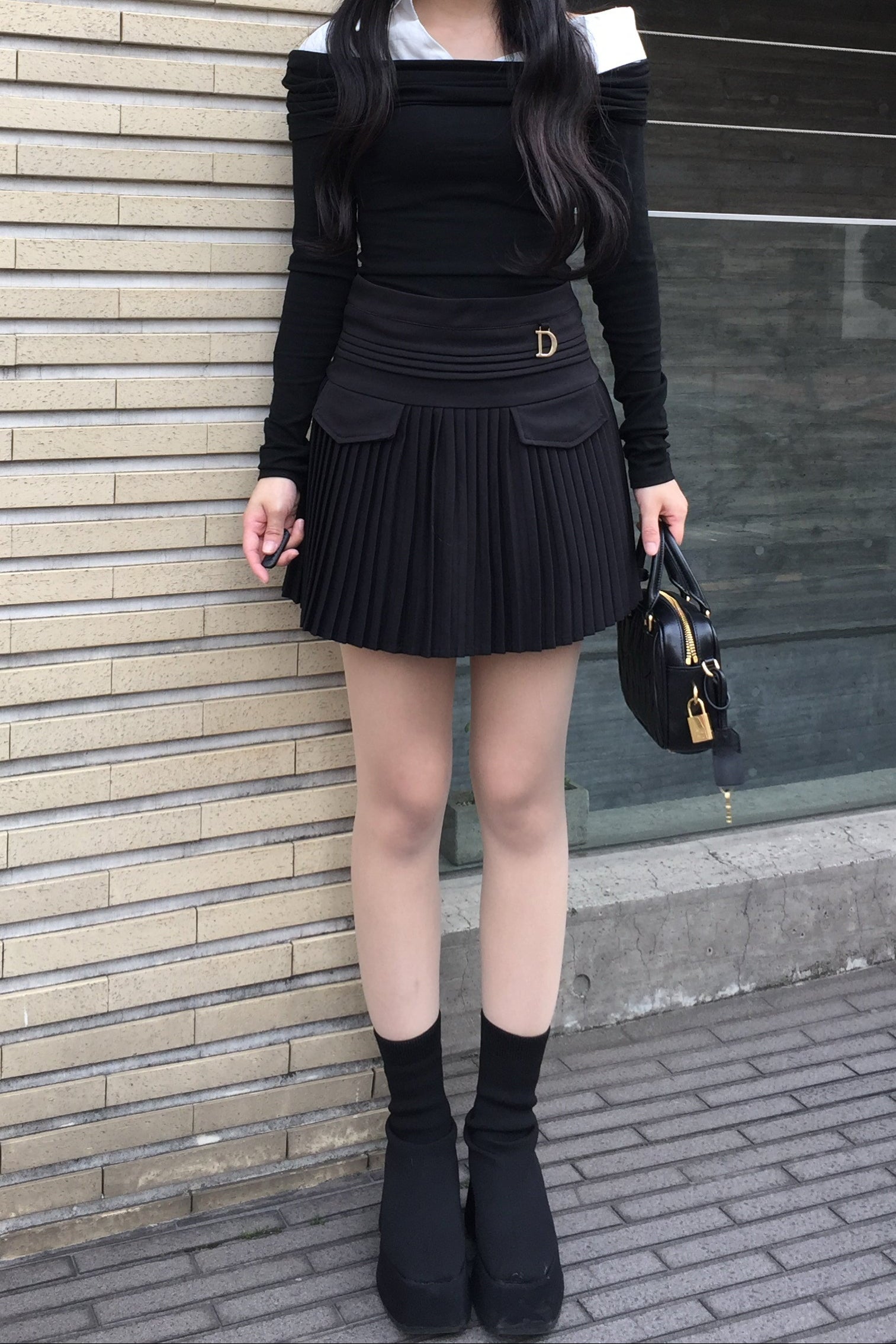 one point simple pleats skirt KR10024