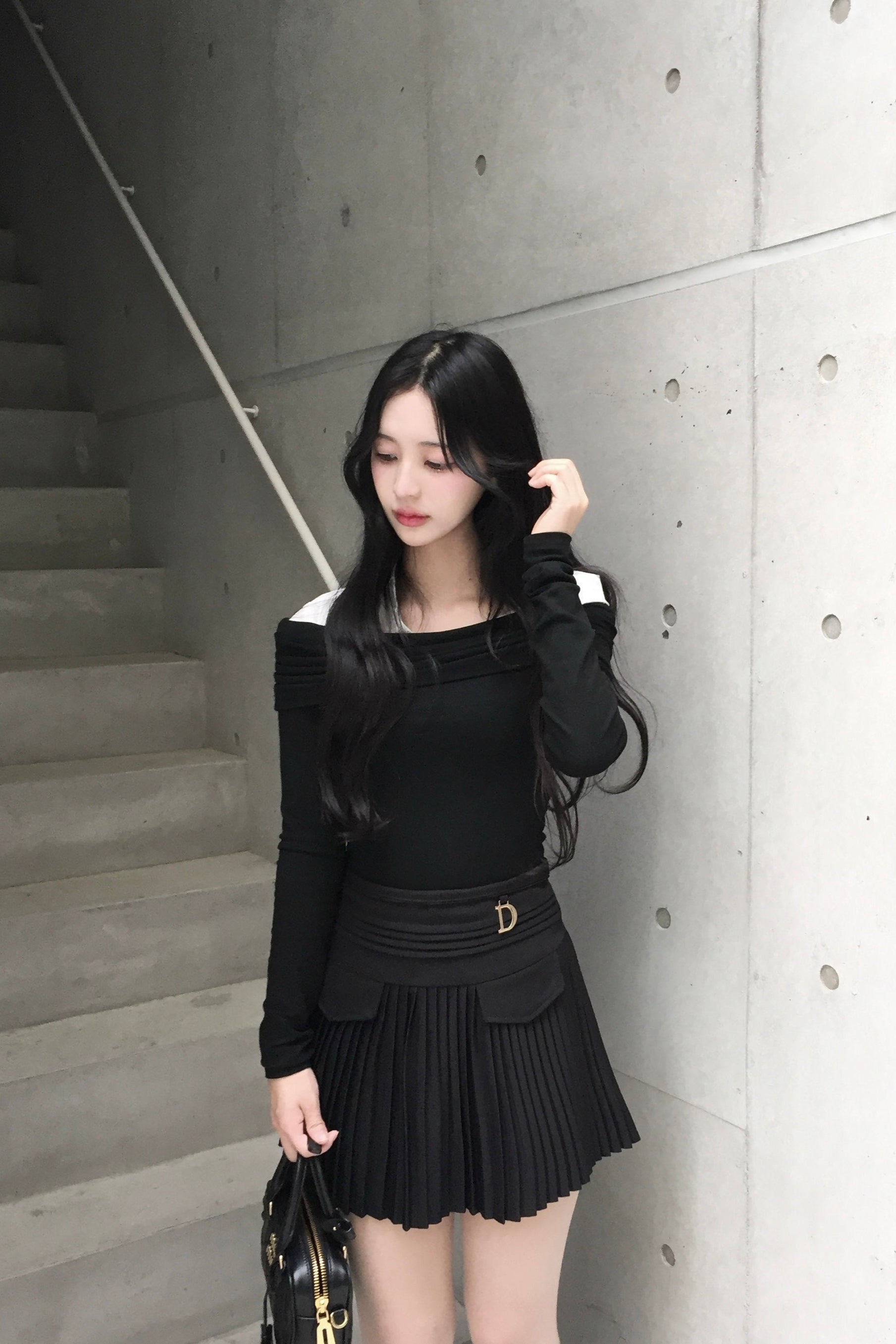 one point simple pleats skirt KR10024