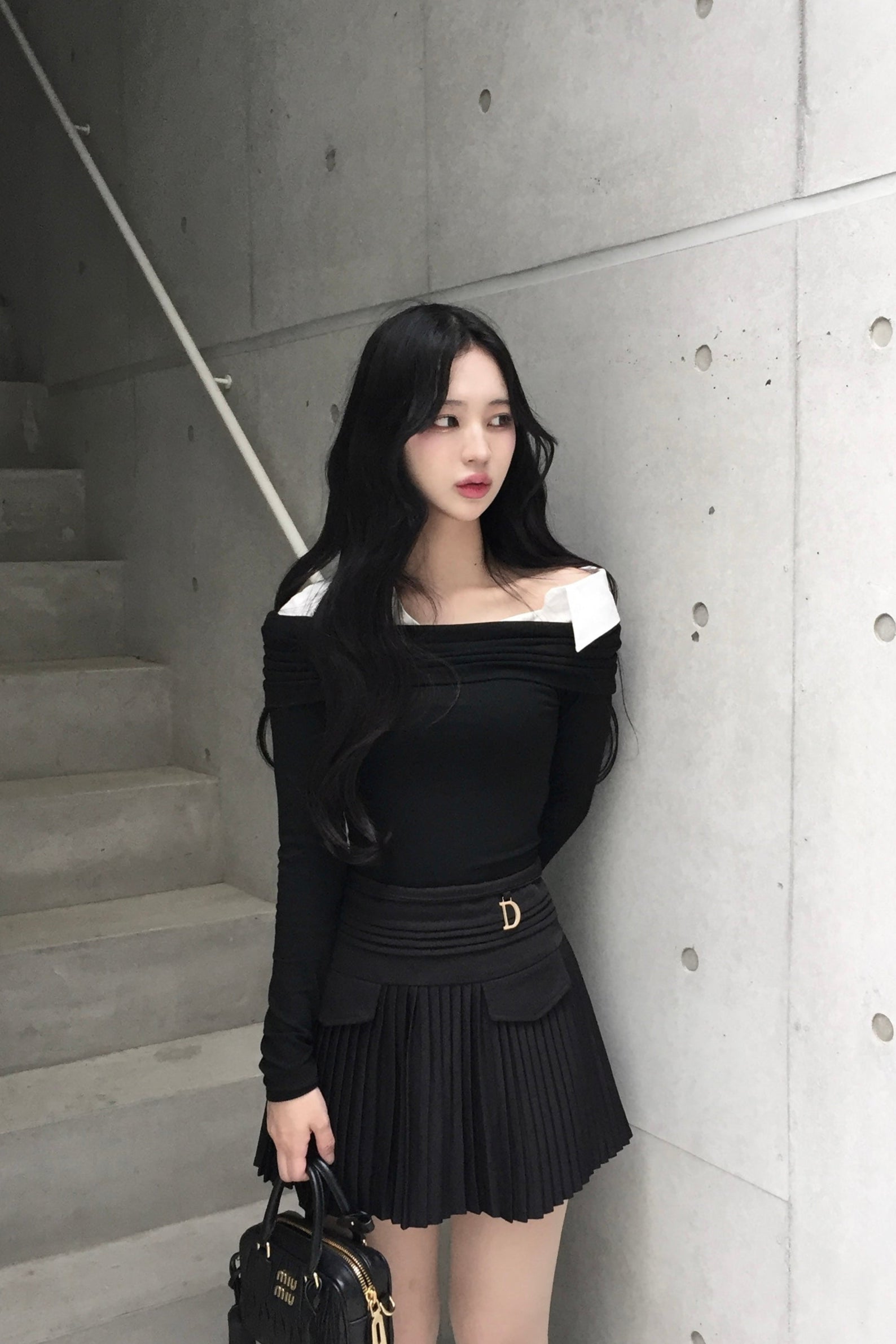 one point simple pleats skirt KR10024