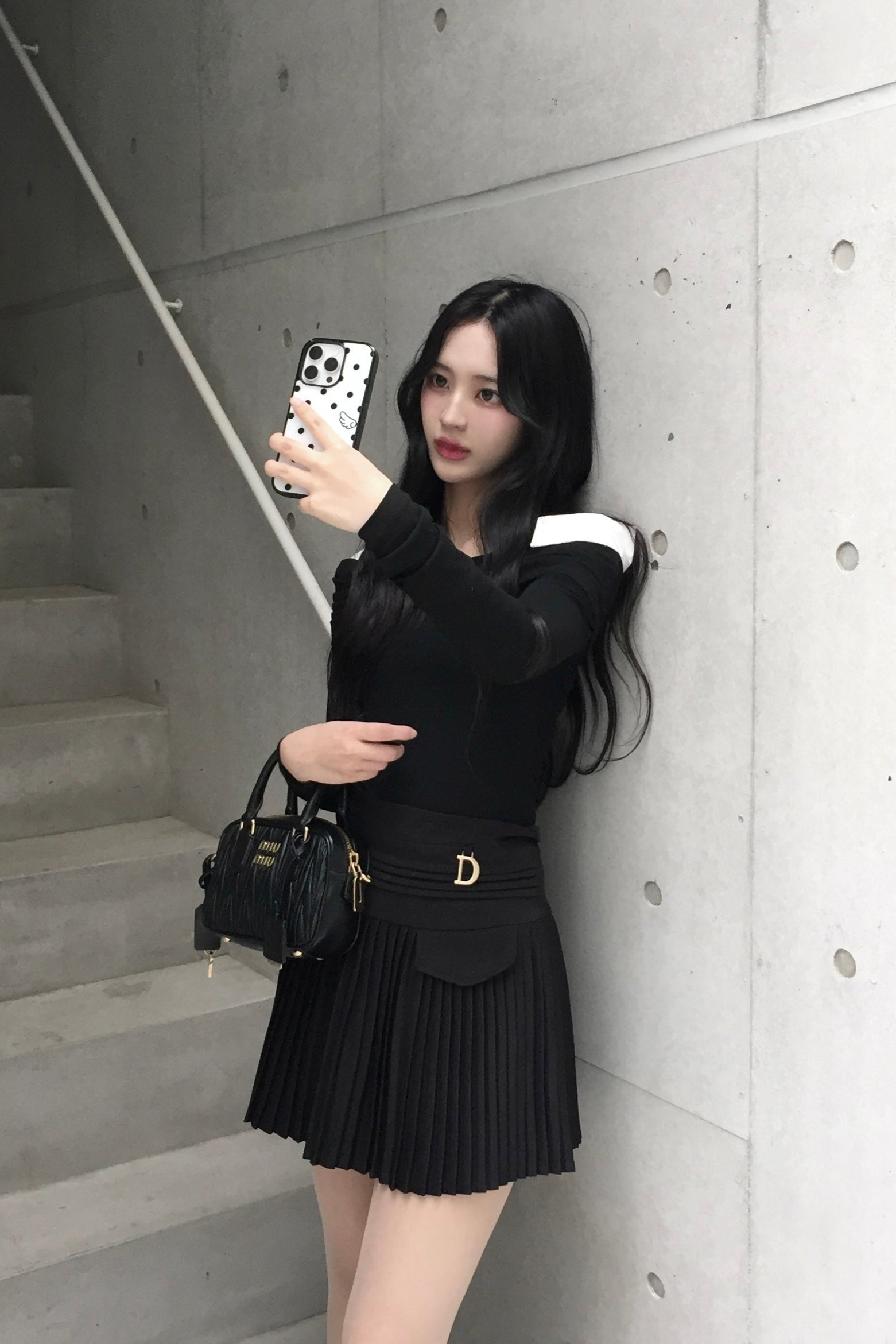 one point simple pleats skirt KR10024