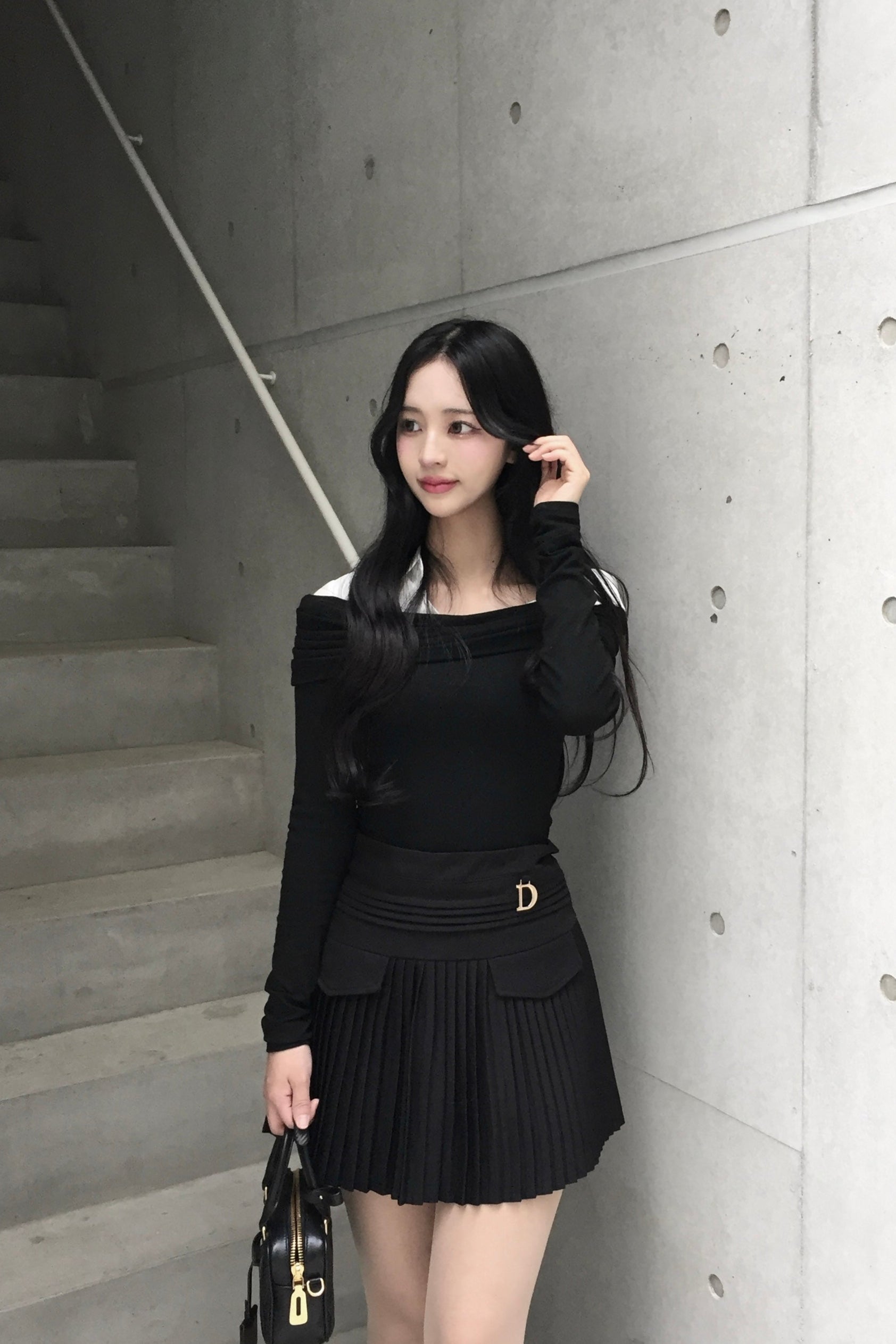 one point simple pleats skirt KR10024