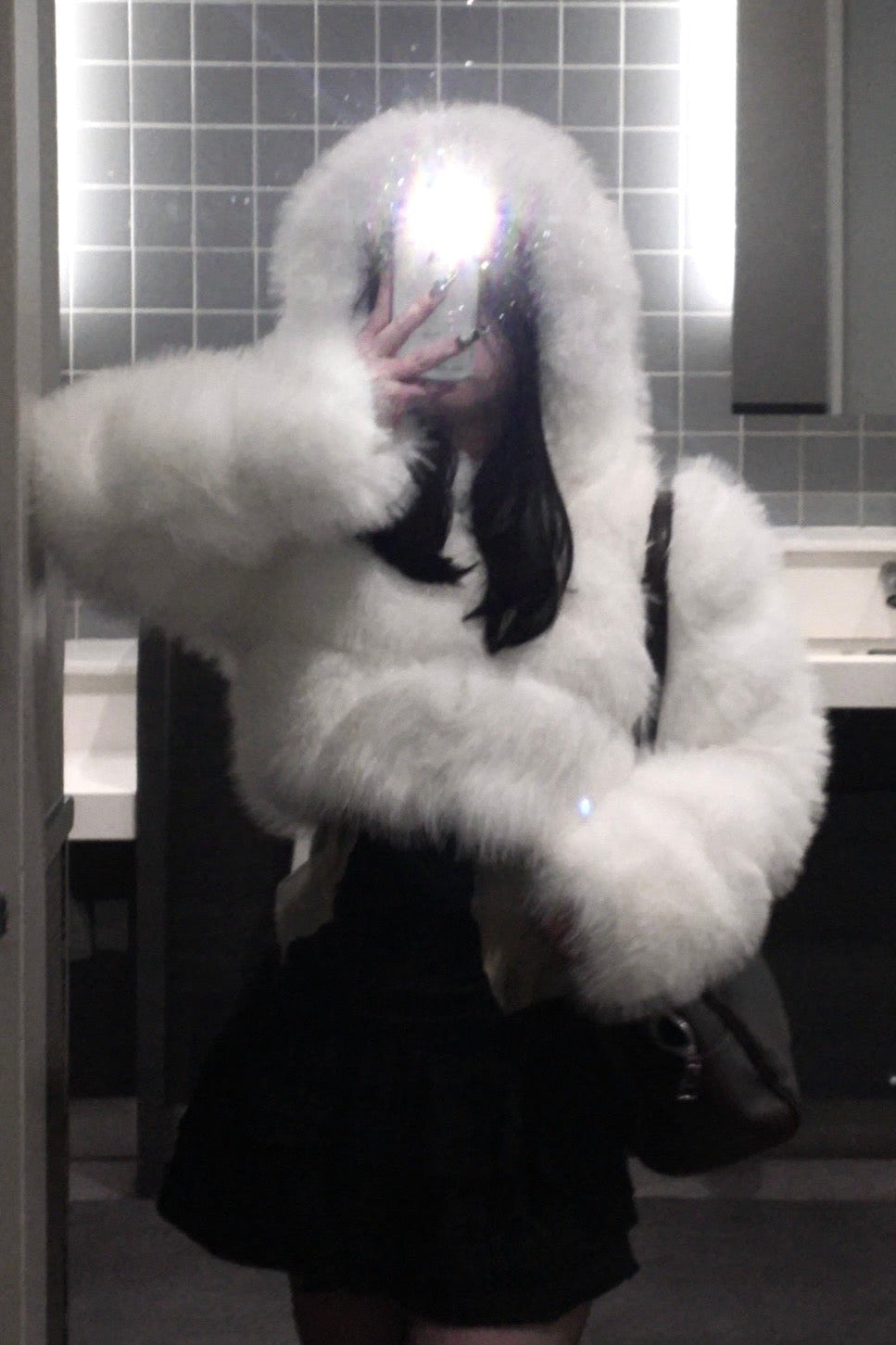 クロップドフードファージャケット KR30191