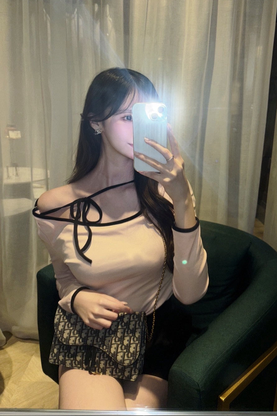 cross ribbon pink tops KR10043