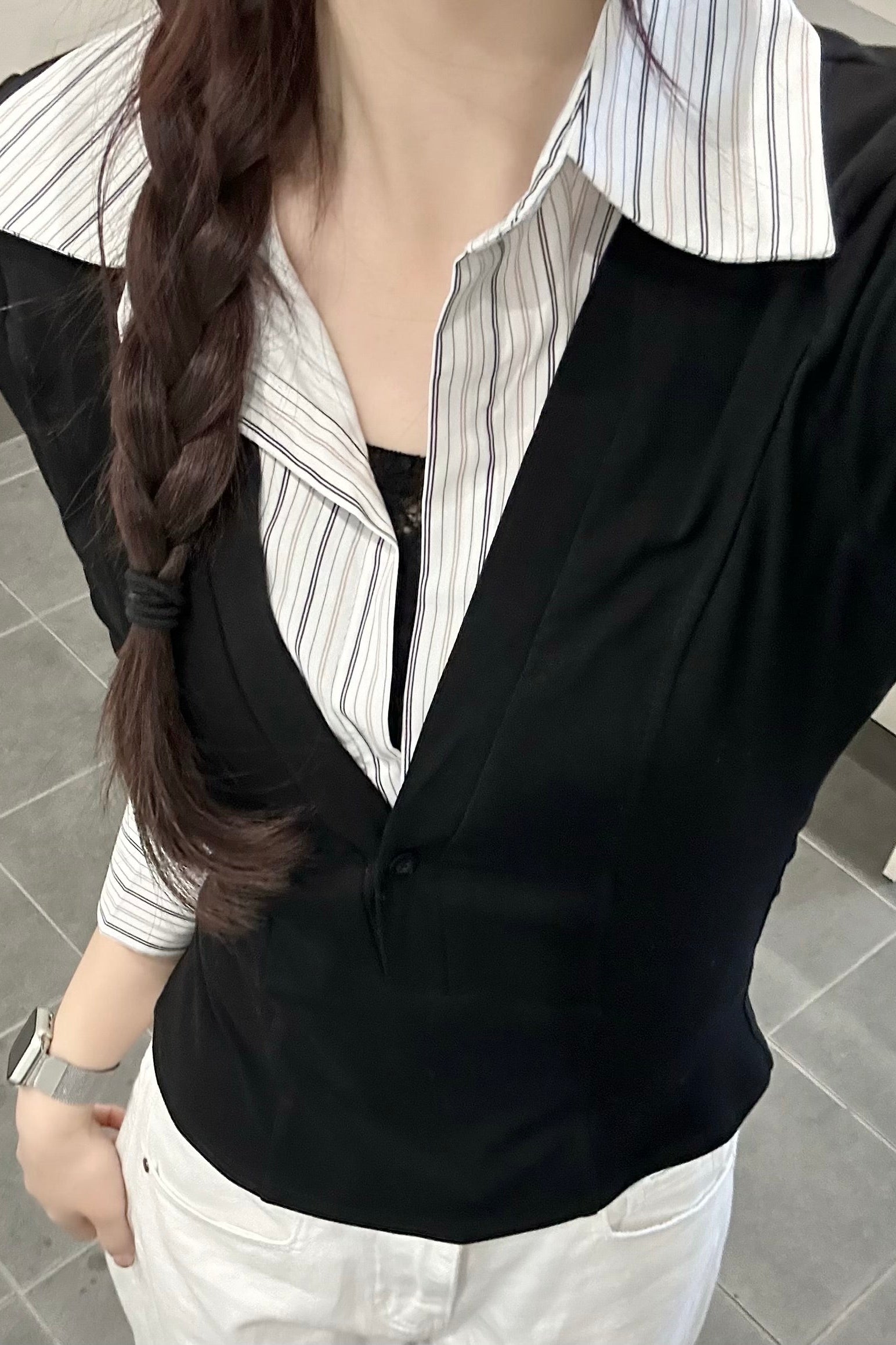 ストライプレイヤードトップス KR14098