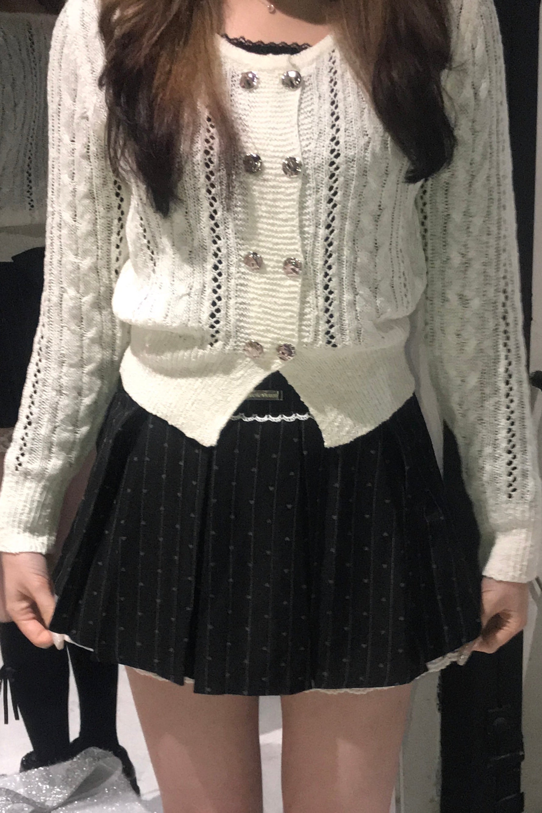 ケーブルダブルボタンカーディガン KR13973