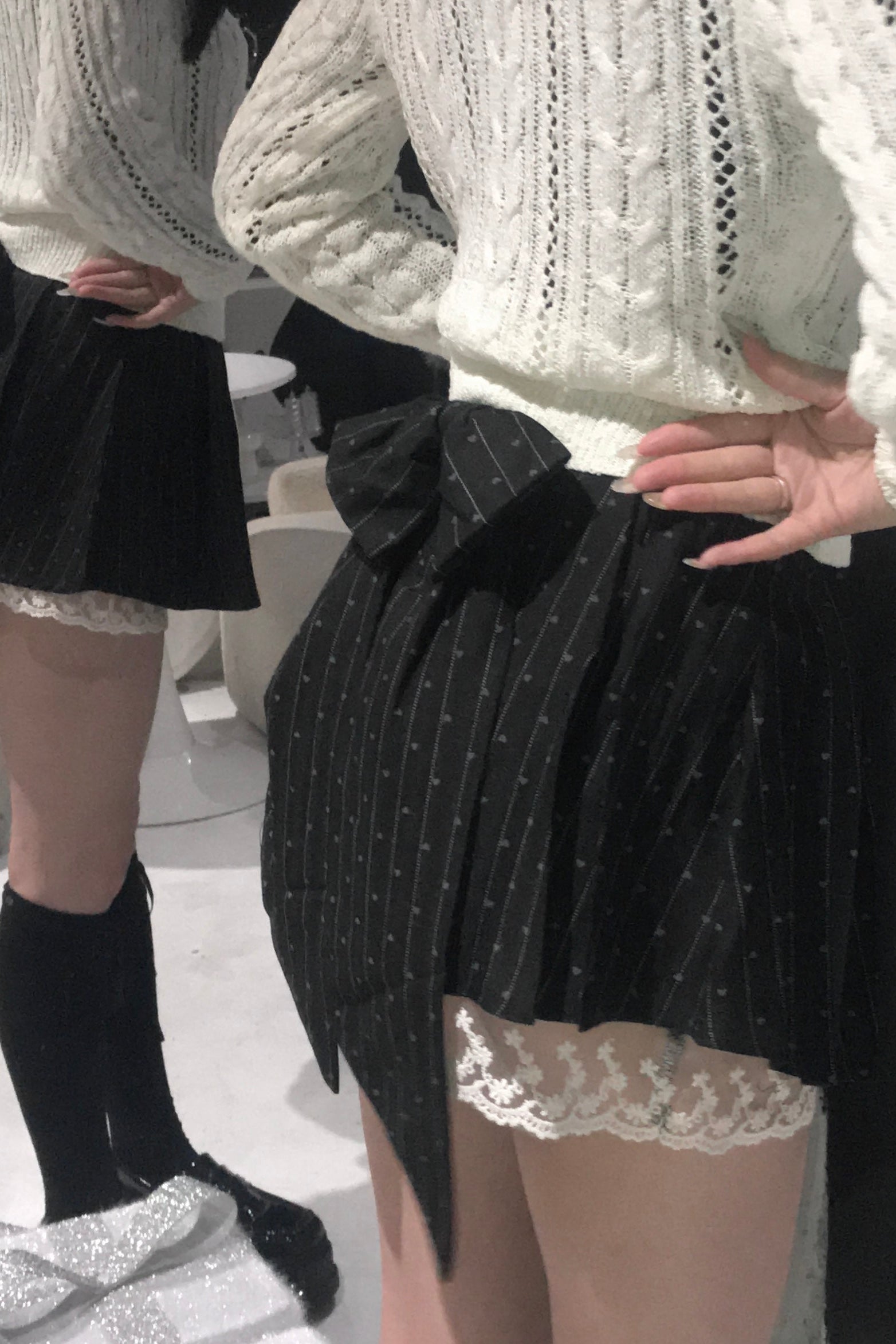 バックリボンドットプリーツスカート KR13970