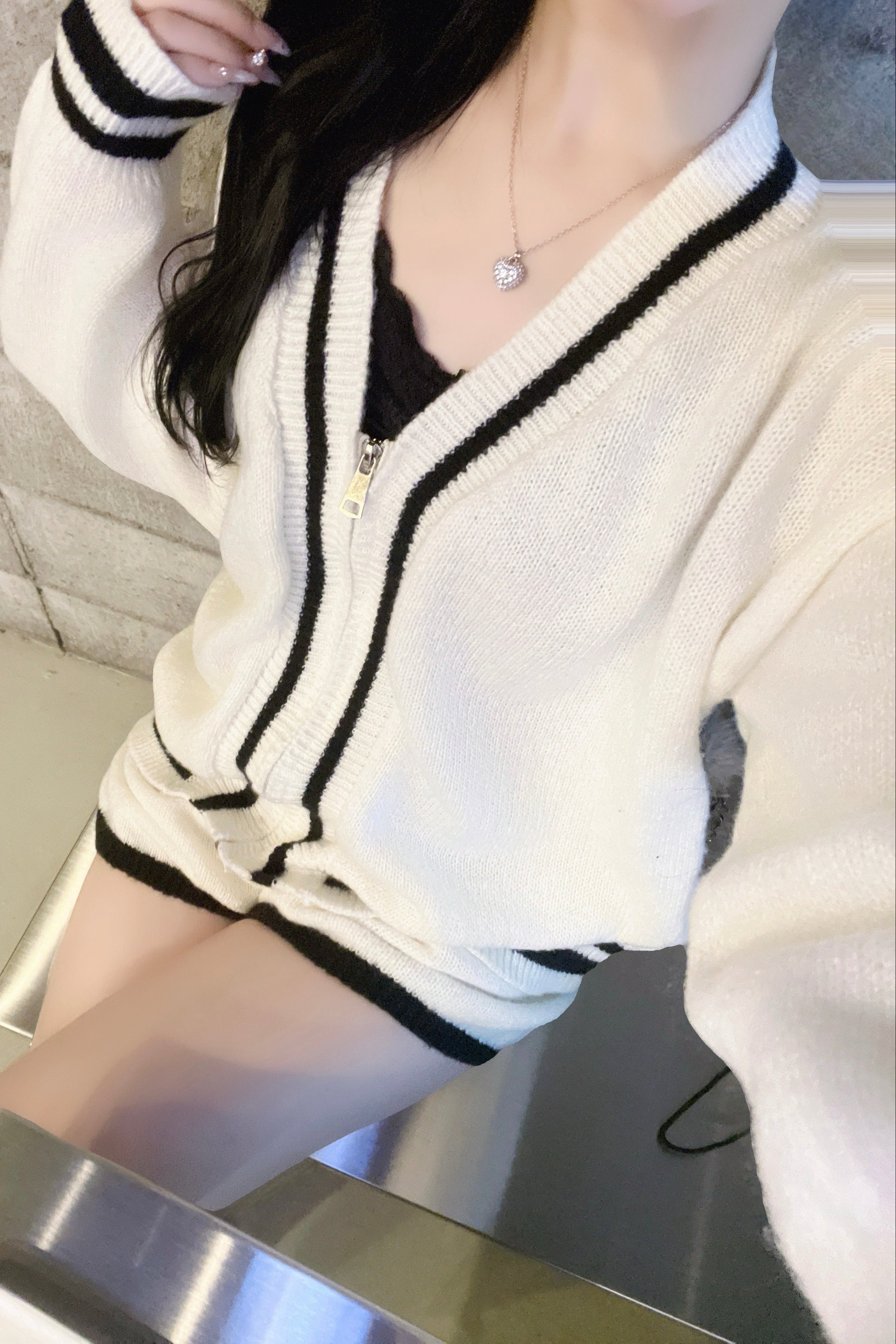 ジッパーニットカーディガンセットアップ KR30475