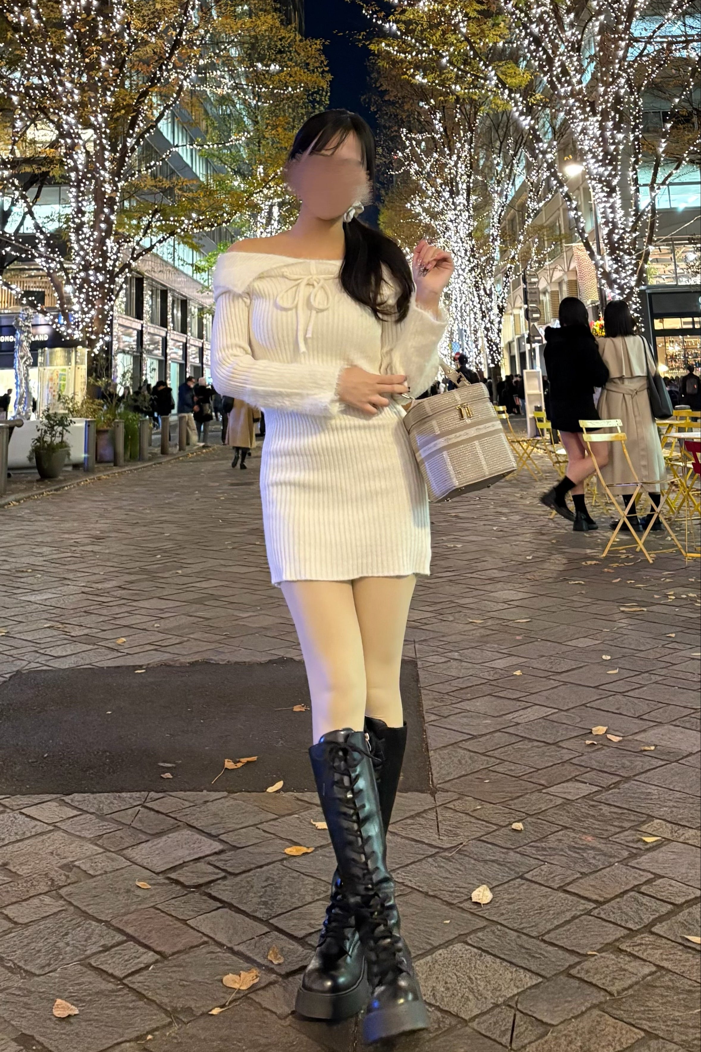 オフショルリボンニットワンピース KR13800