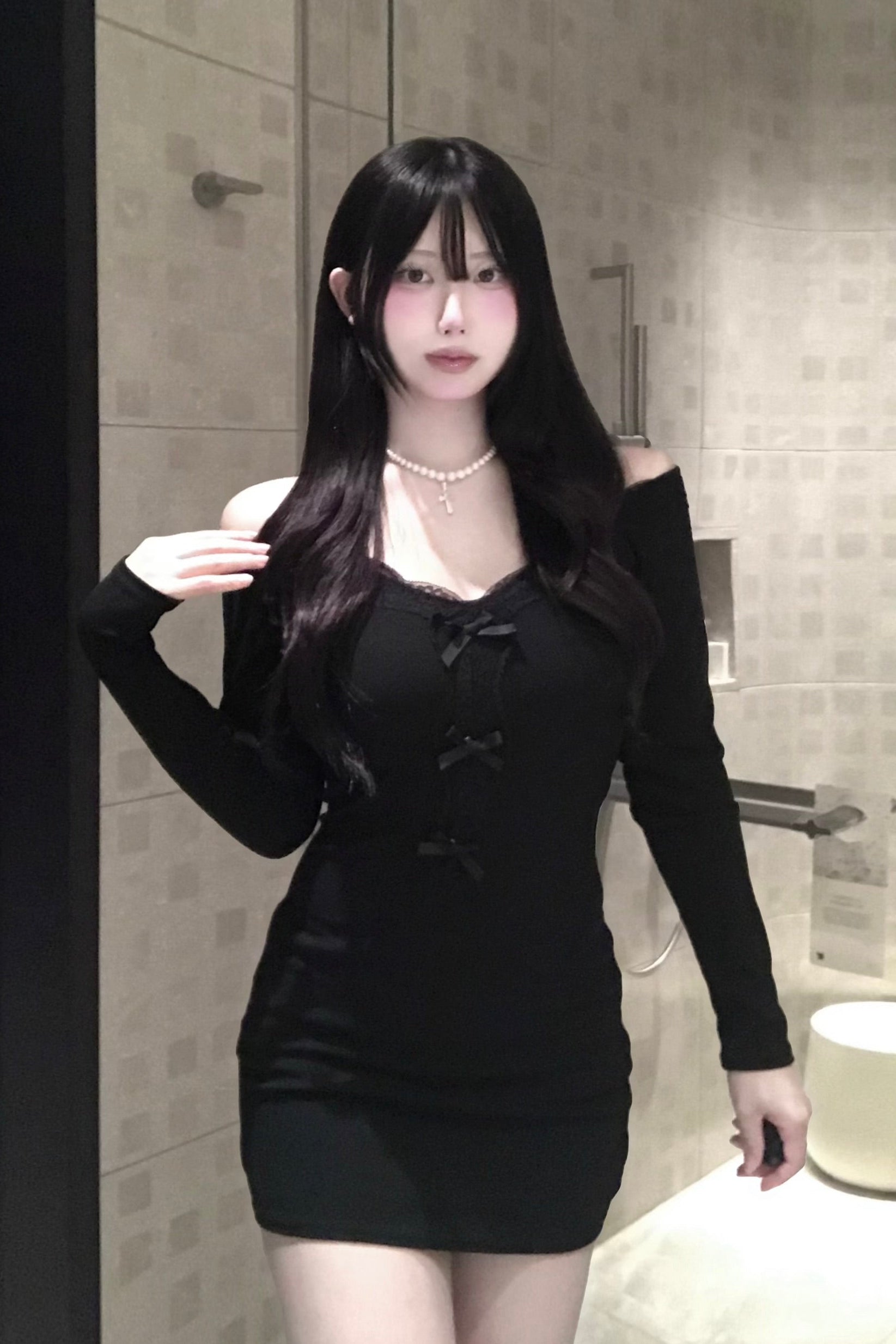 フロントレースリボンワンピース KR12551