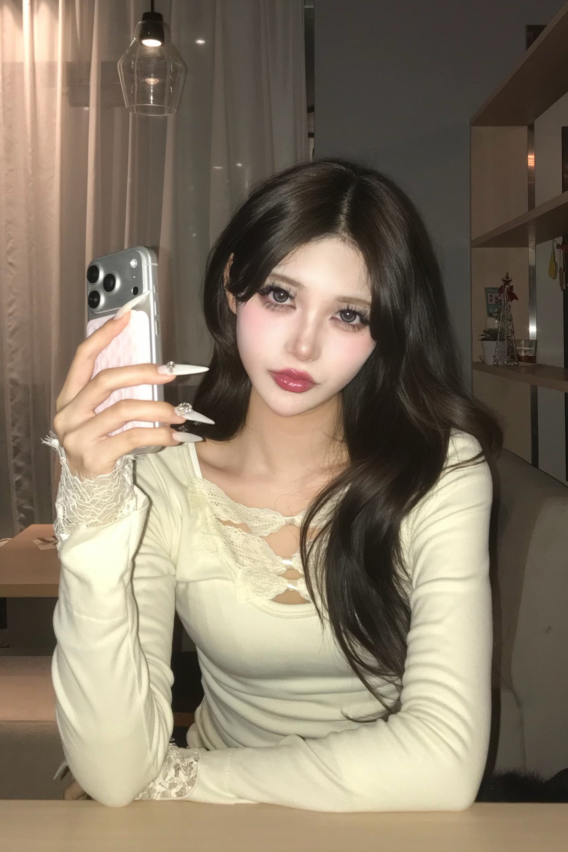 フロントレースリボンニット KR13852