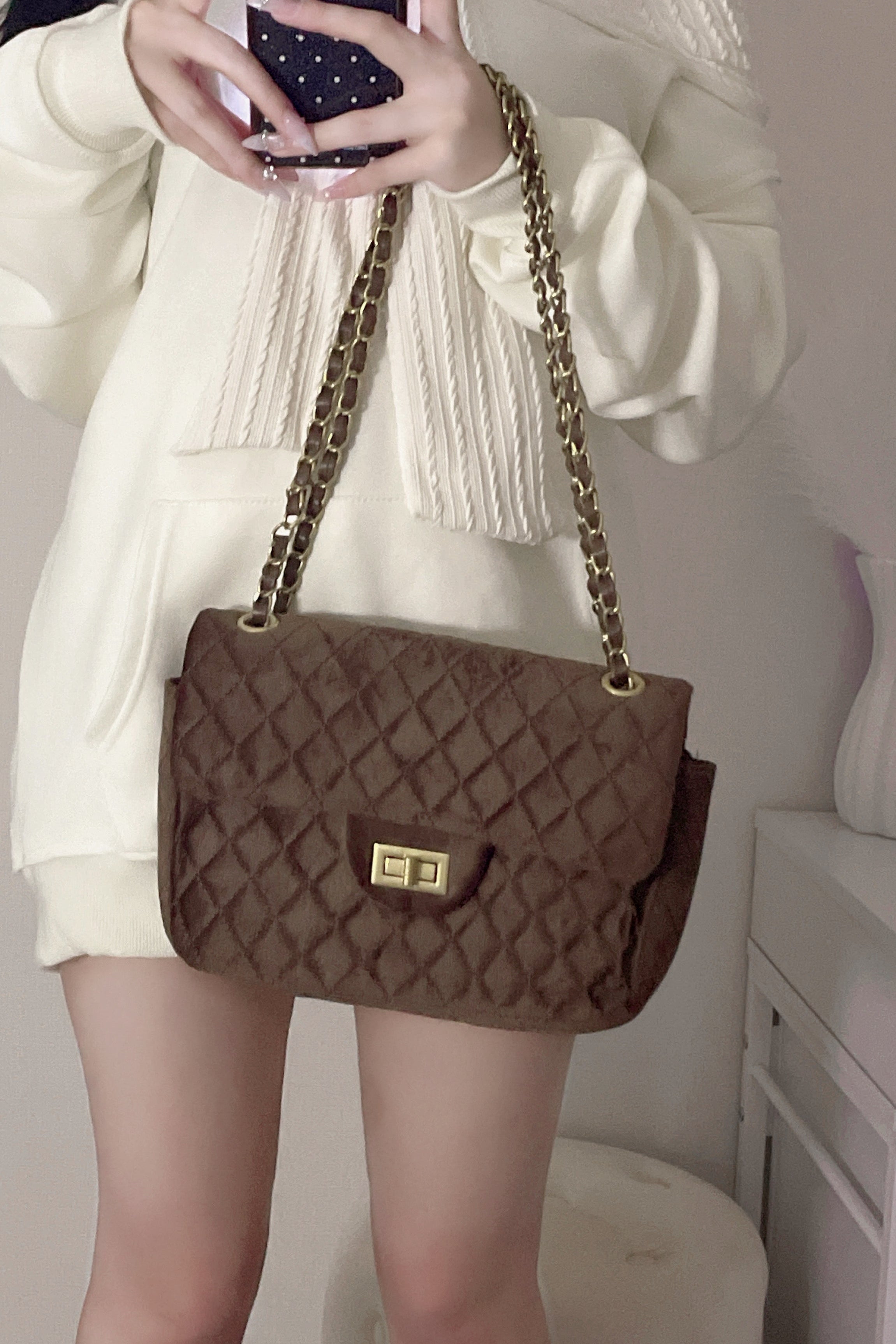 キルティングベルベッドバッグ KR14112