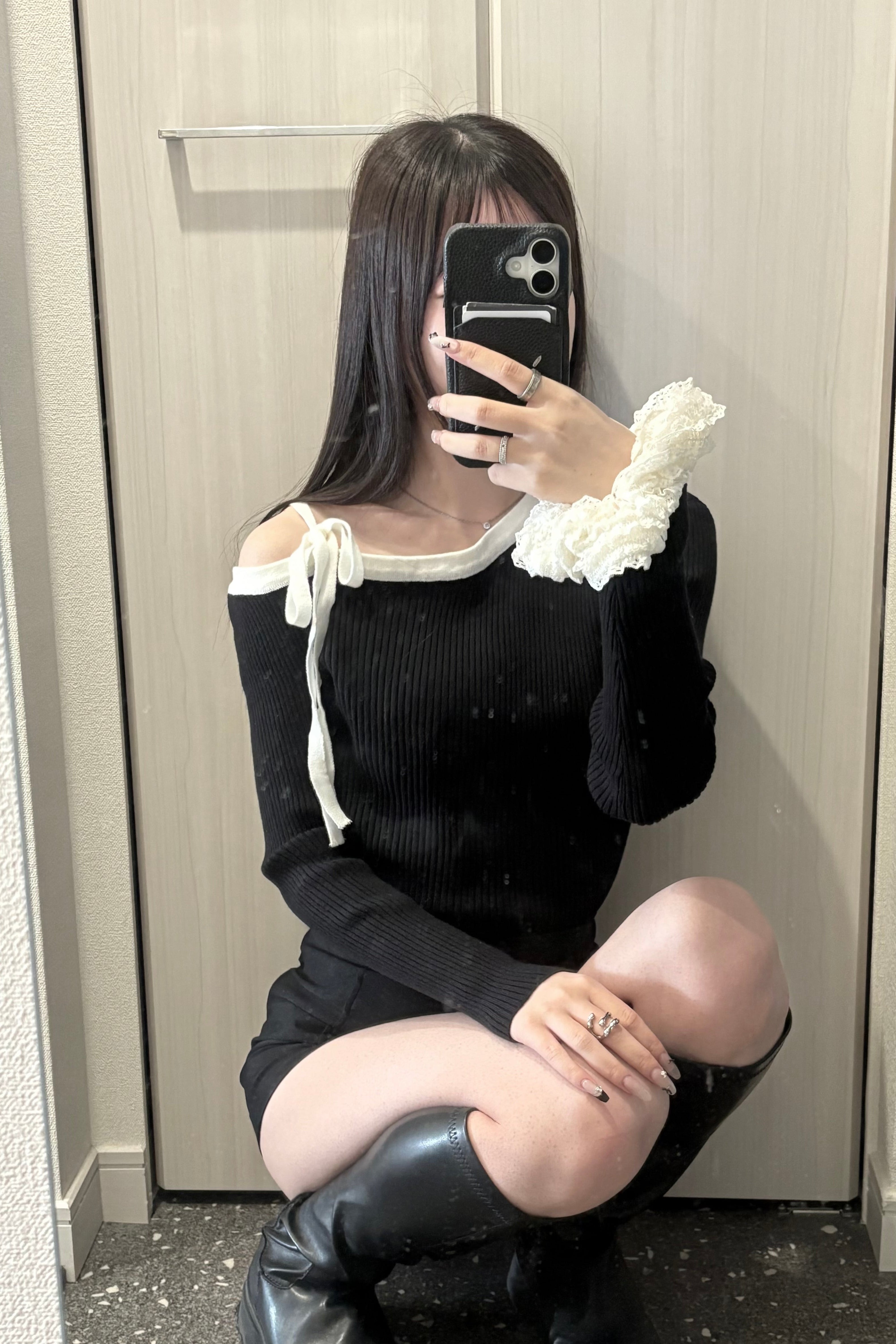 バイカラーワンショルニット KR13650