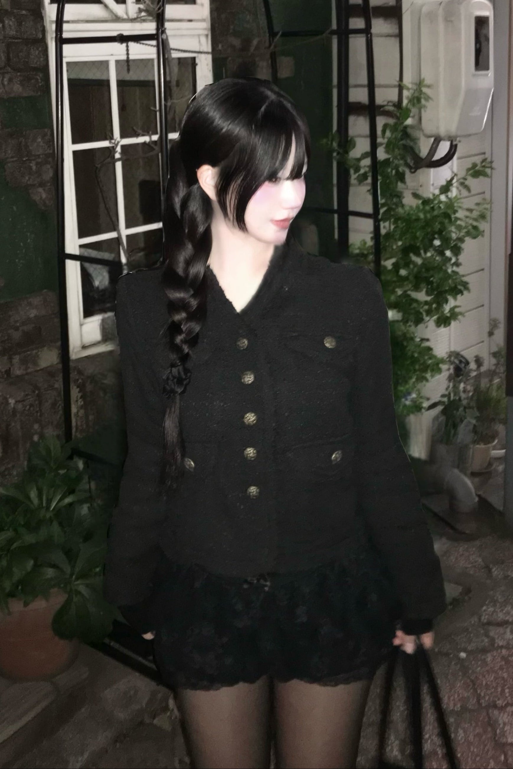 ノーカラーフリンジツイードジャケット KR30081