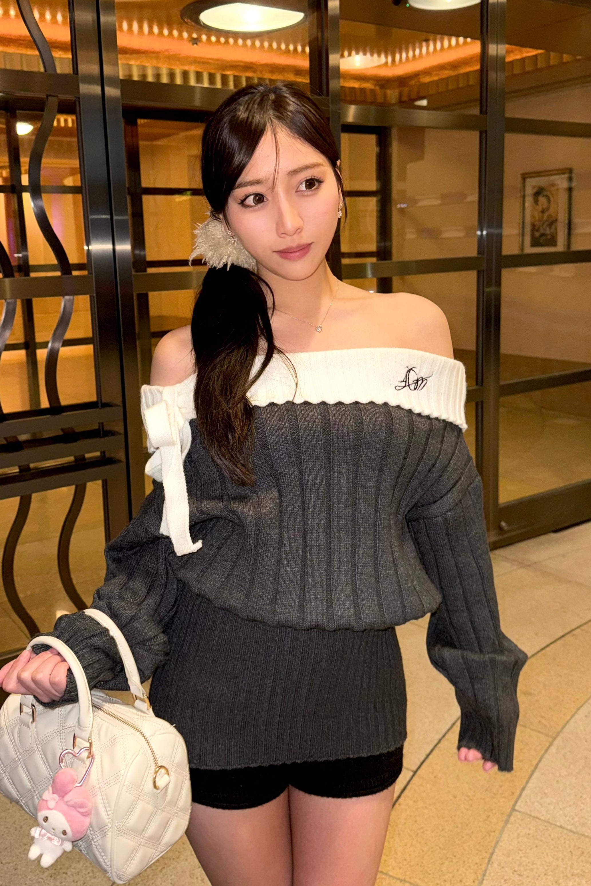 バイカラーオフショルニット KR13789