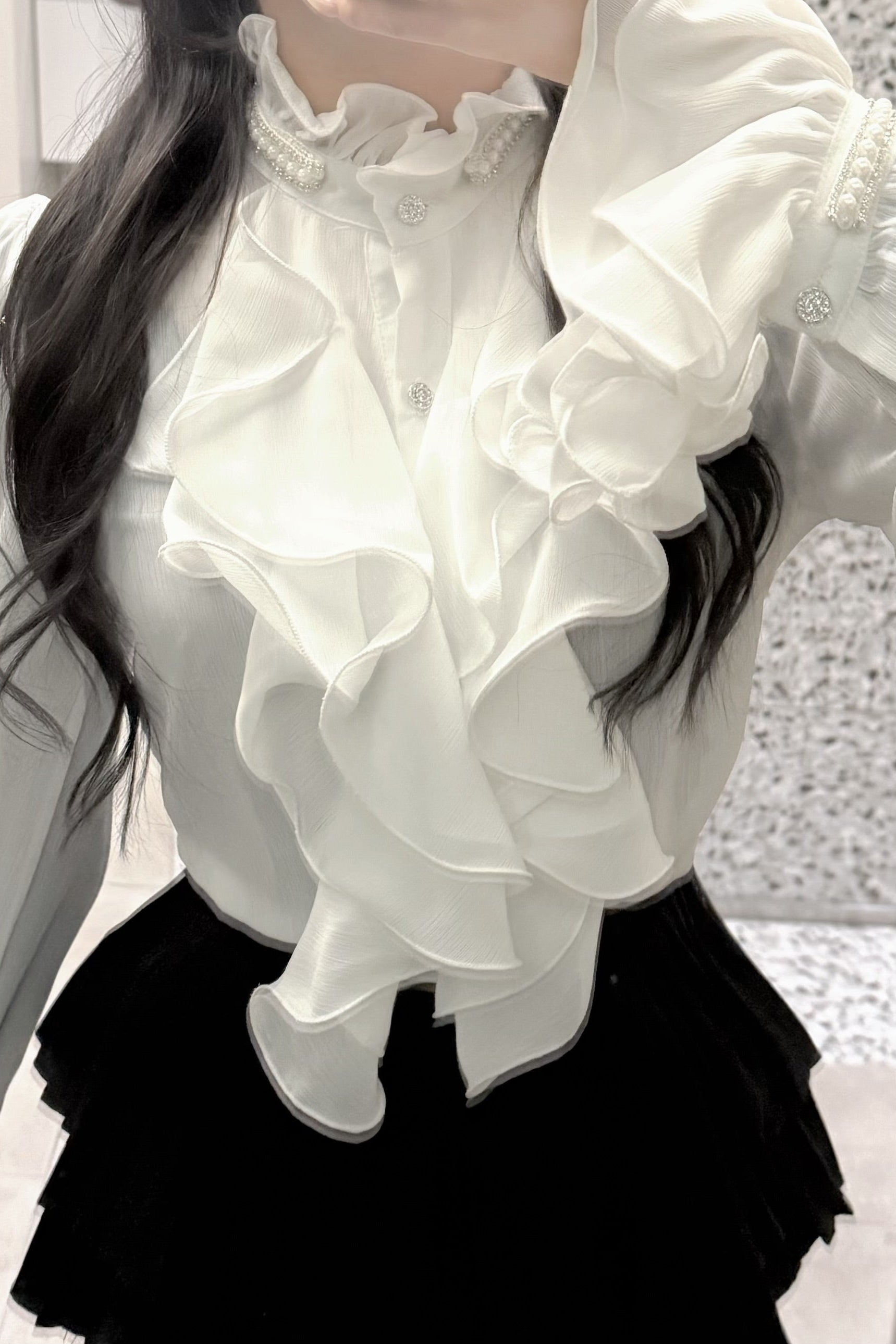 ビジューフリルシアーブラウス KR13918