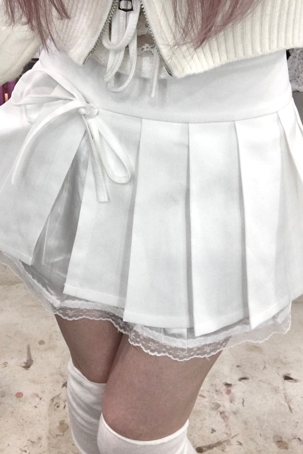 リボンレースプリーツスカート KR13424