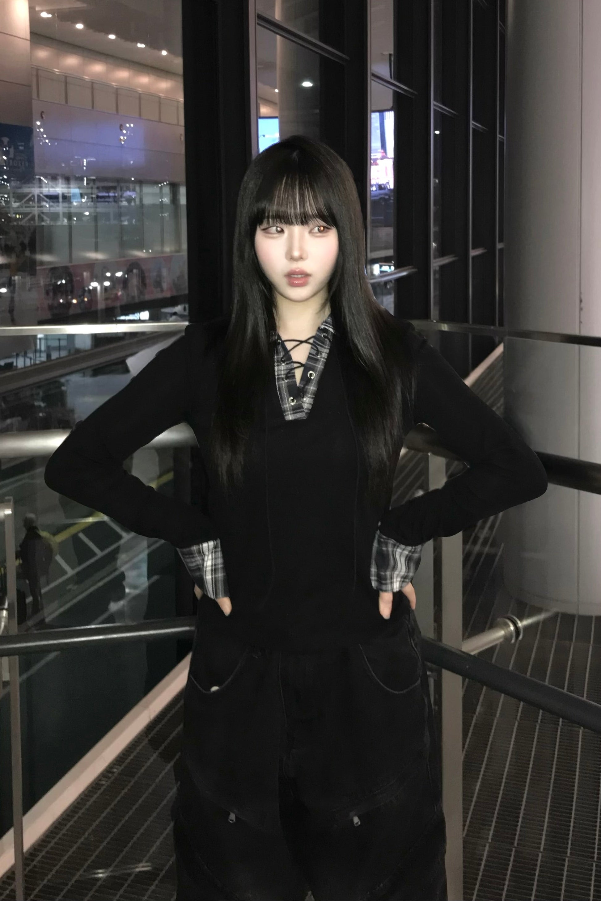 チェックレースアップトップス KR13434