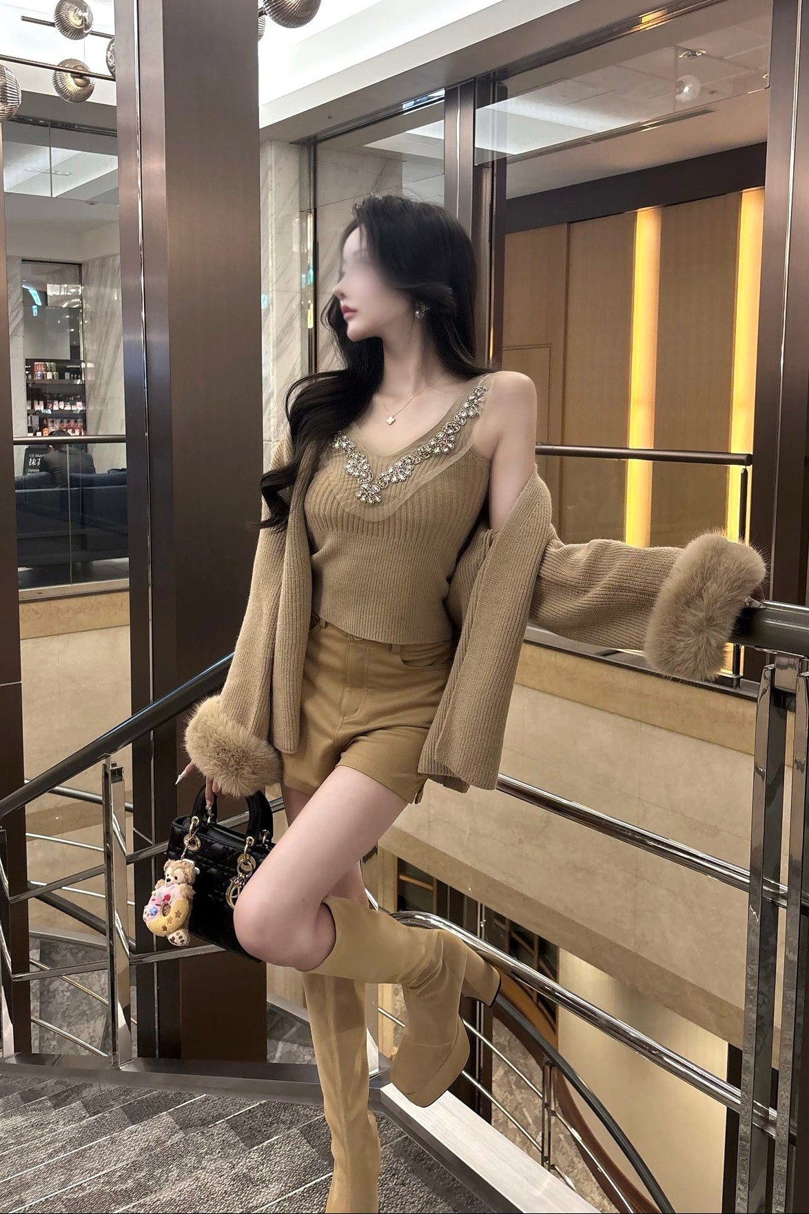 ビジューリブファーカーデセット KR30082