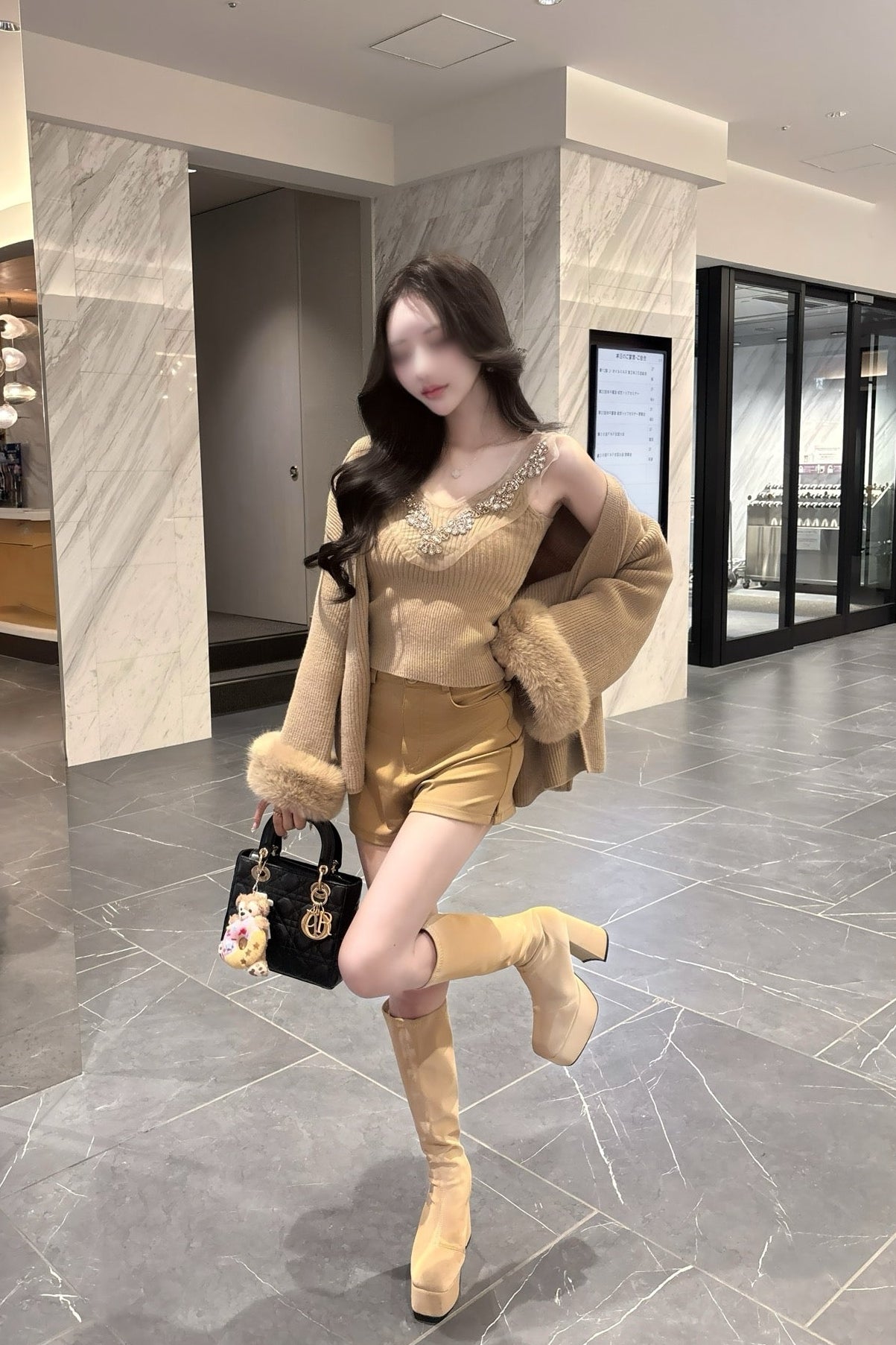 ビジューリブファーカーデセット KR30082