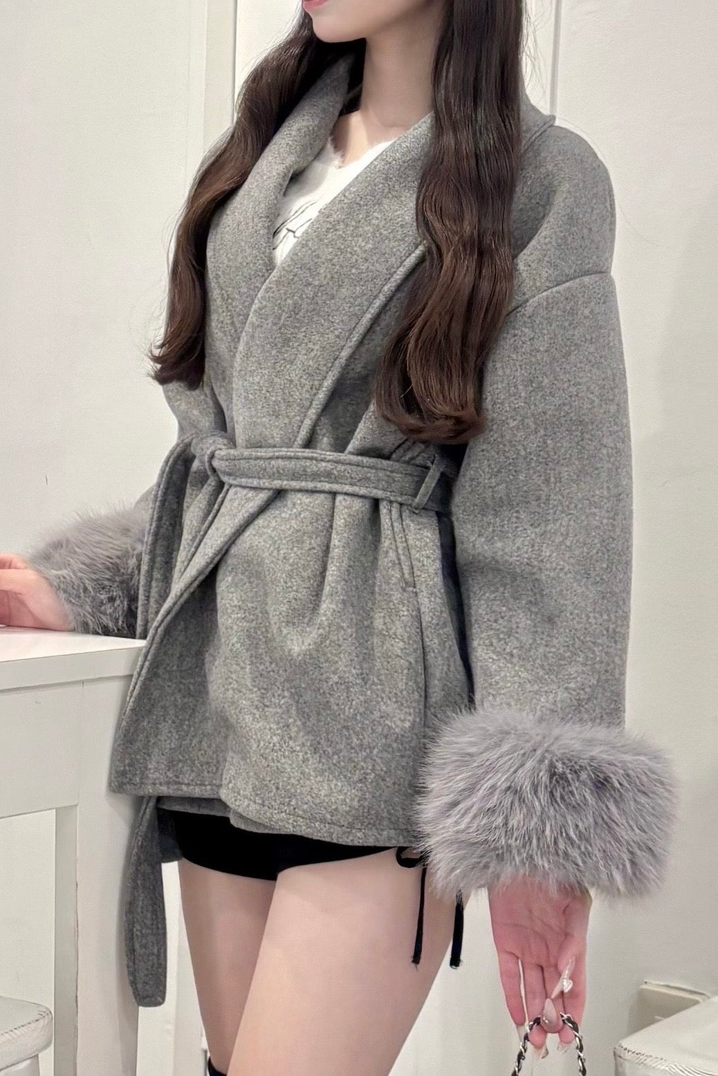 ミドルファーカラーコート KR30073