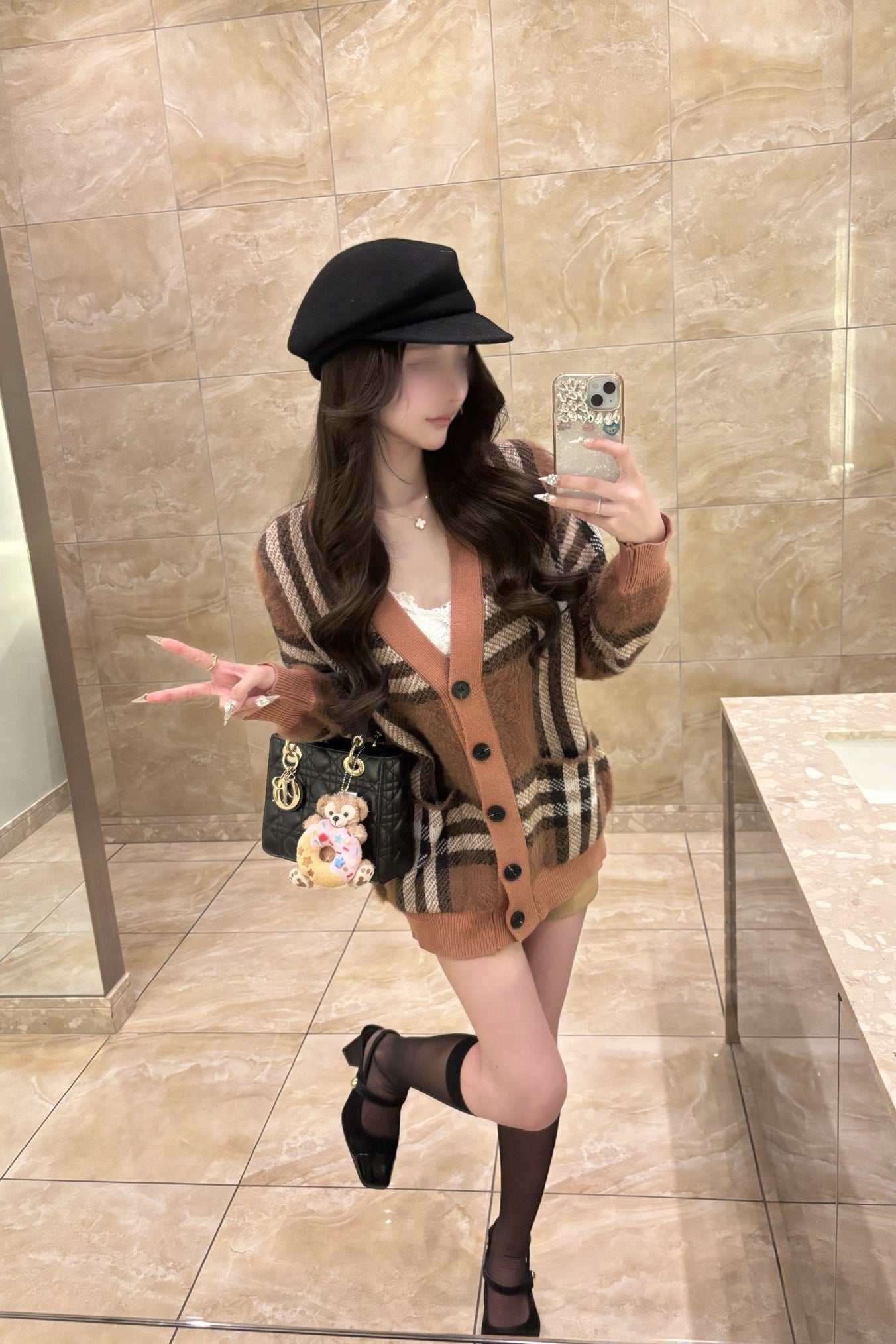 オーバーサイズチェックカーディガン KR13507