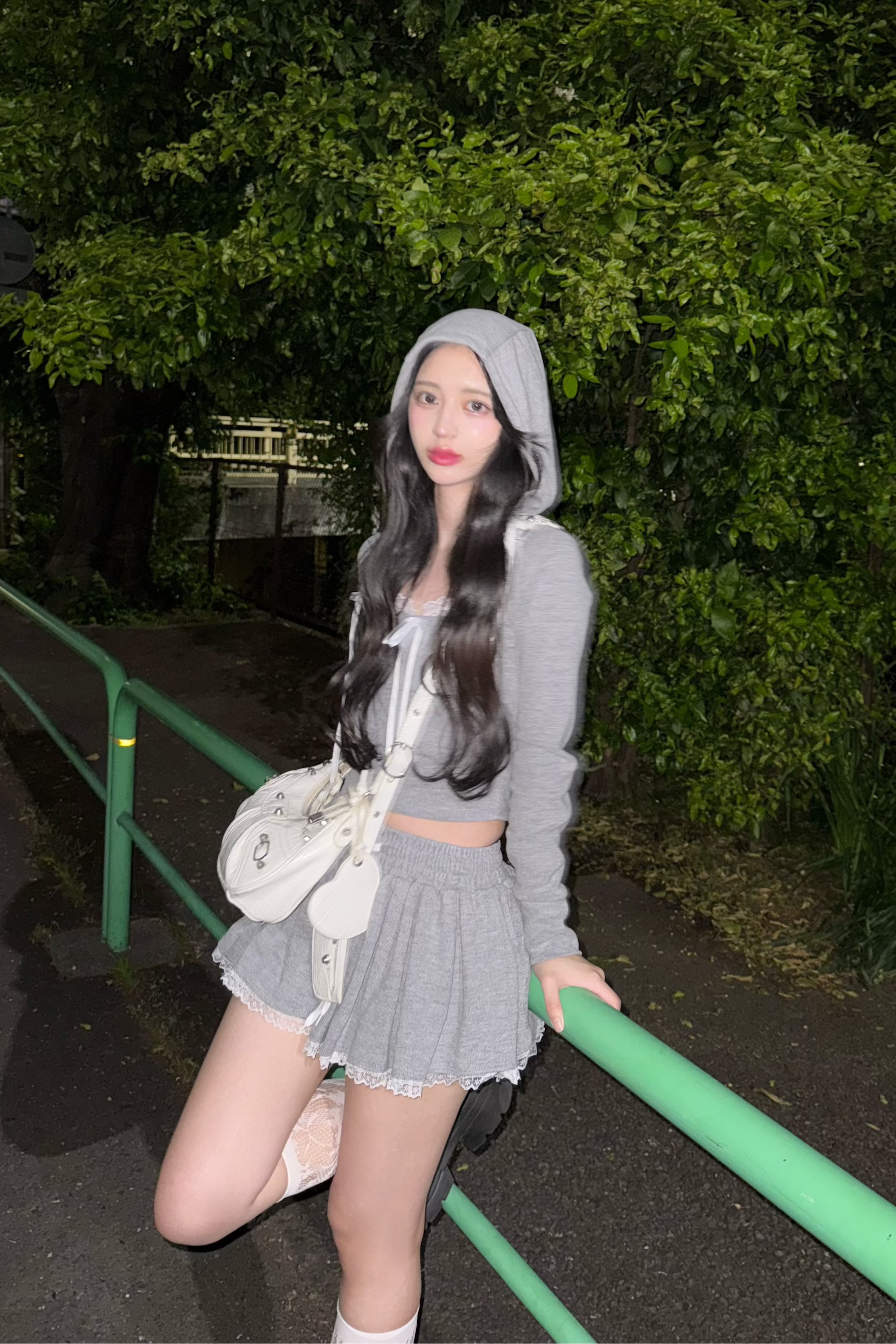 simple ribbon hoodie KR10196