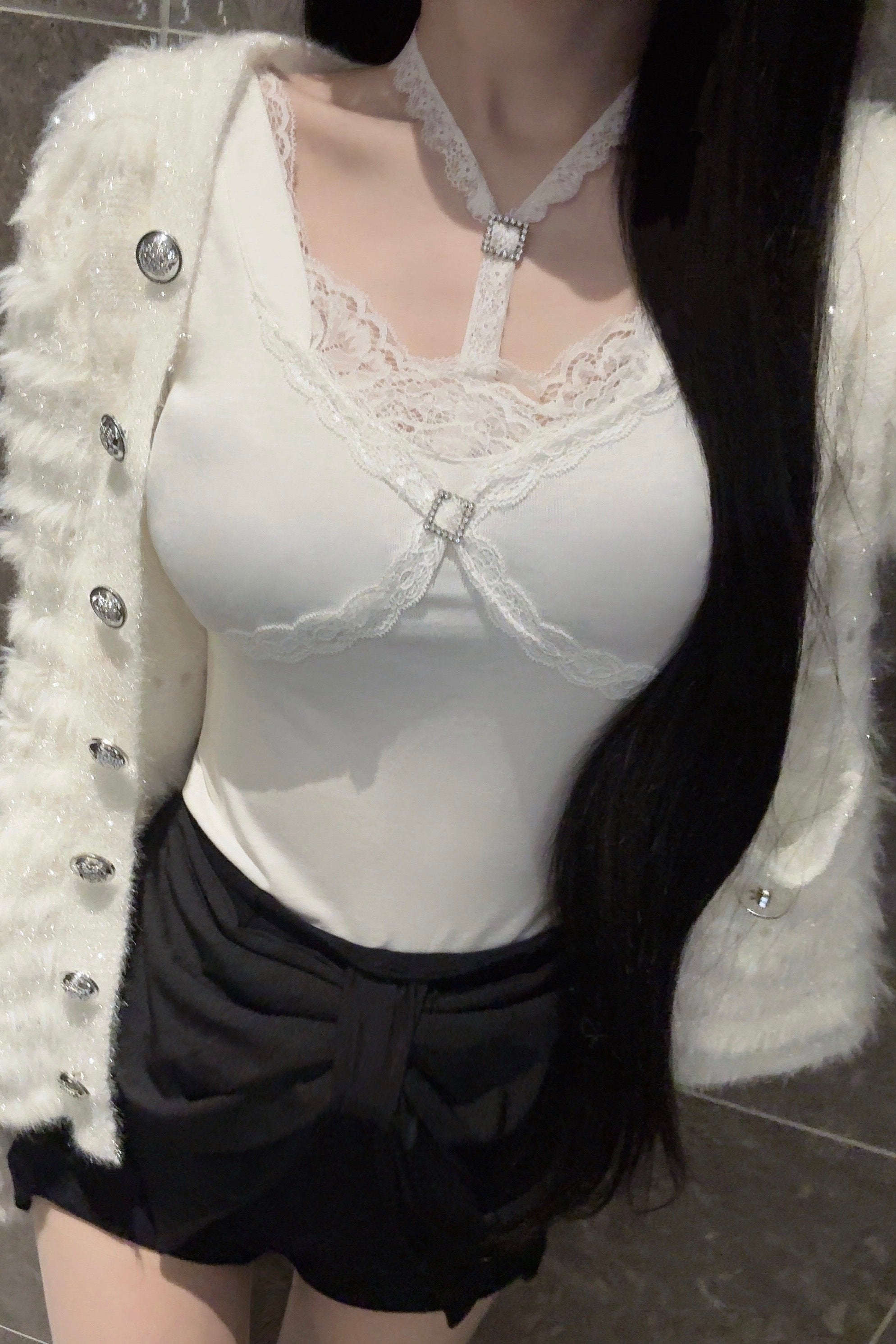 ホルターネックレースカットソー KR12729