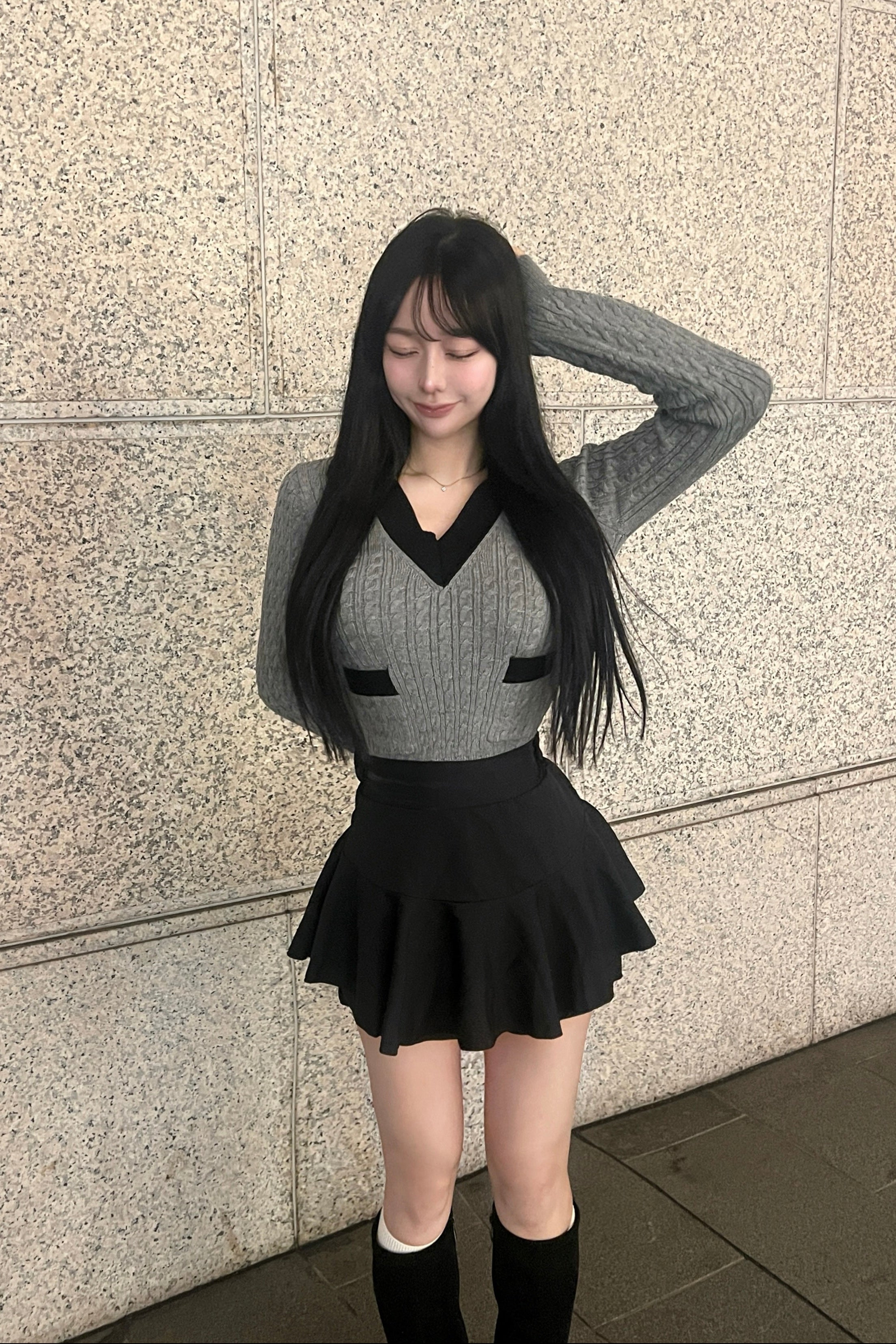 バイカラーVネックニット KR13773