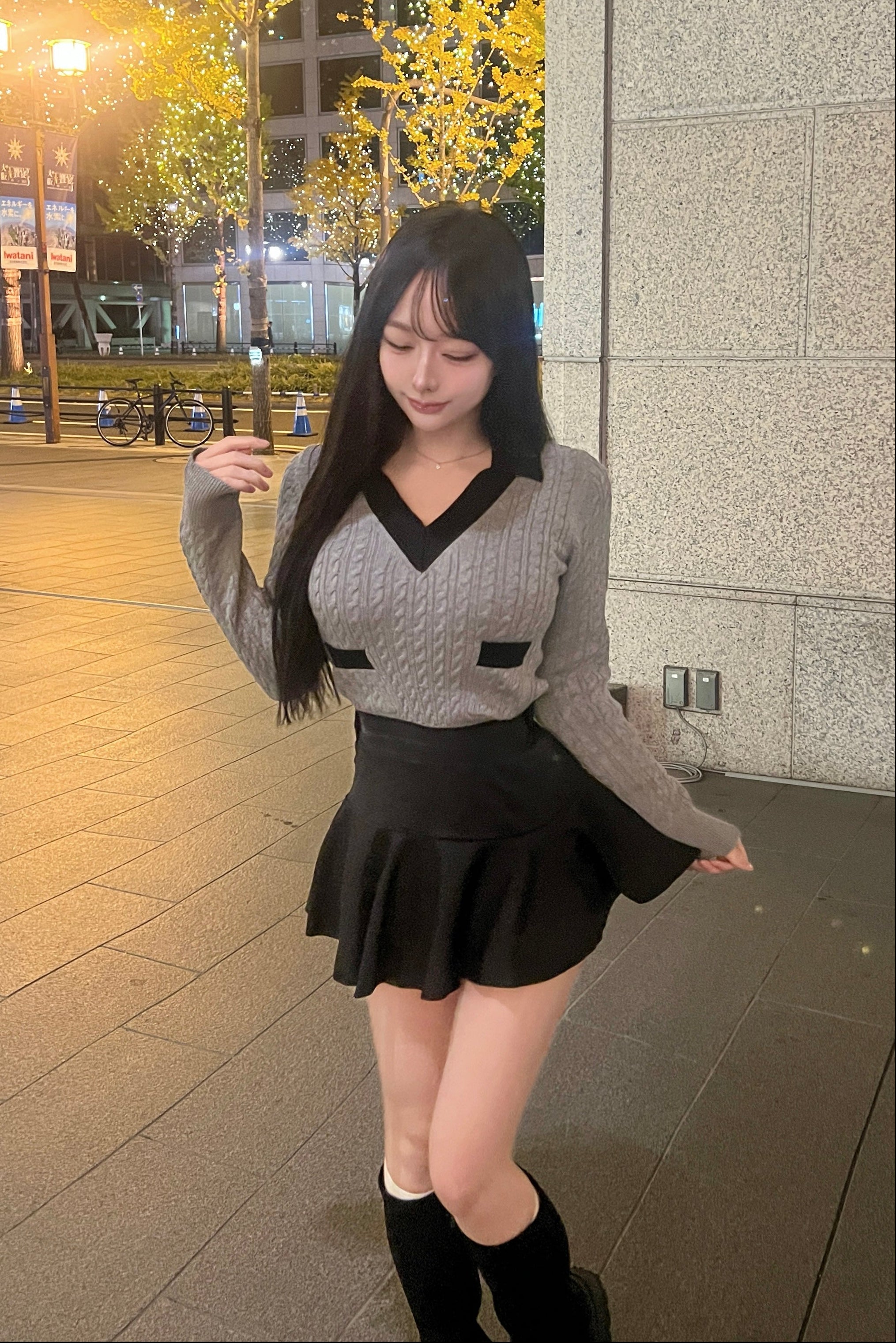 バイカラーVネックニット KR13773