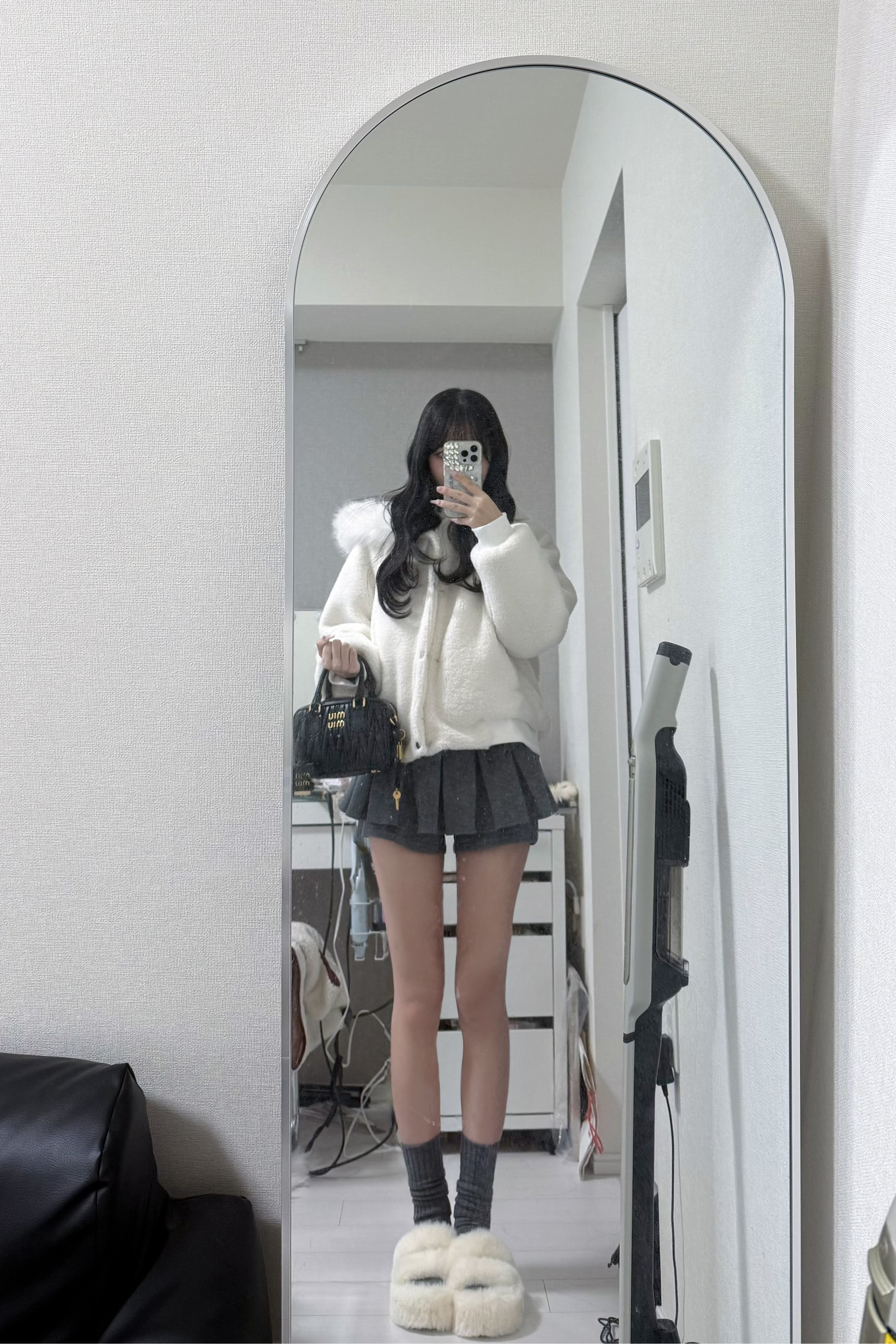 ホワイトファーショートジャケット KR30085