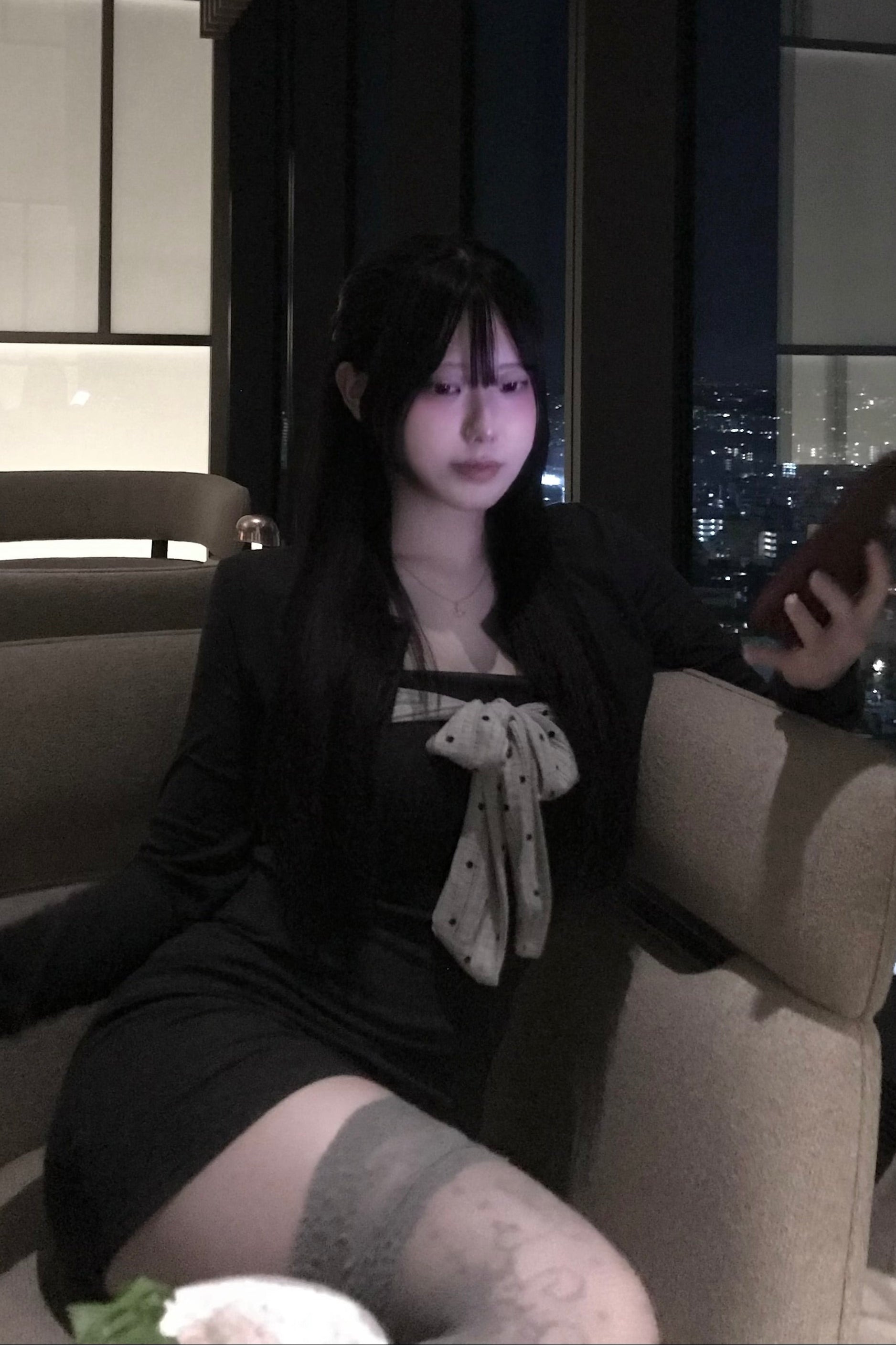 ドットリボンカーデワンピースセット KR13498