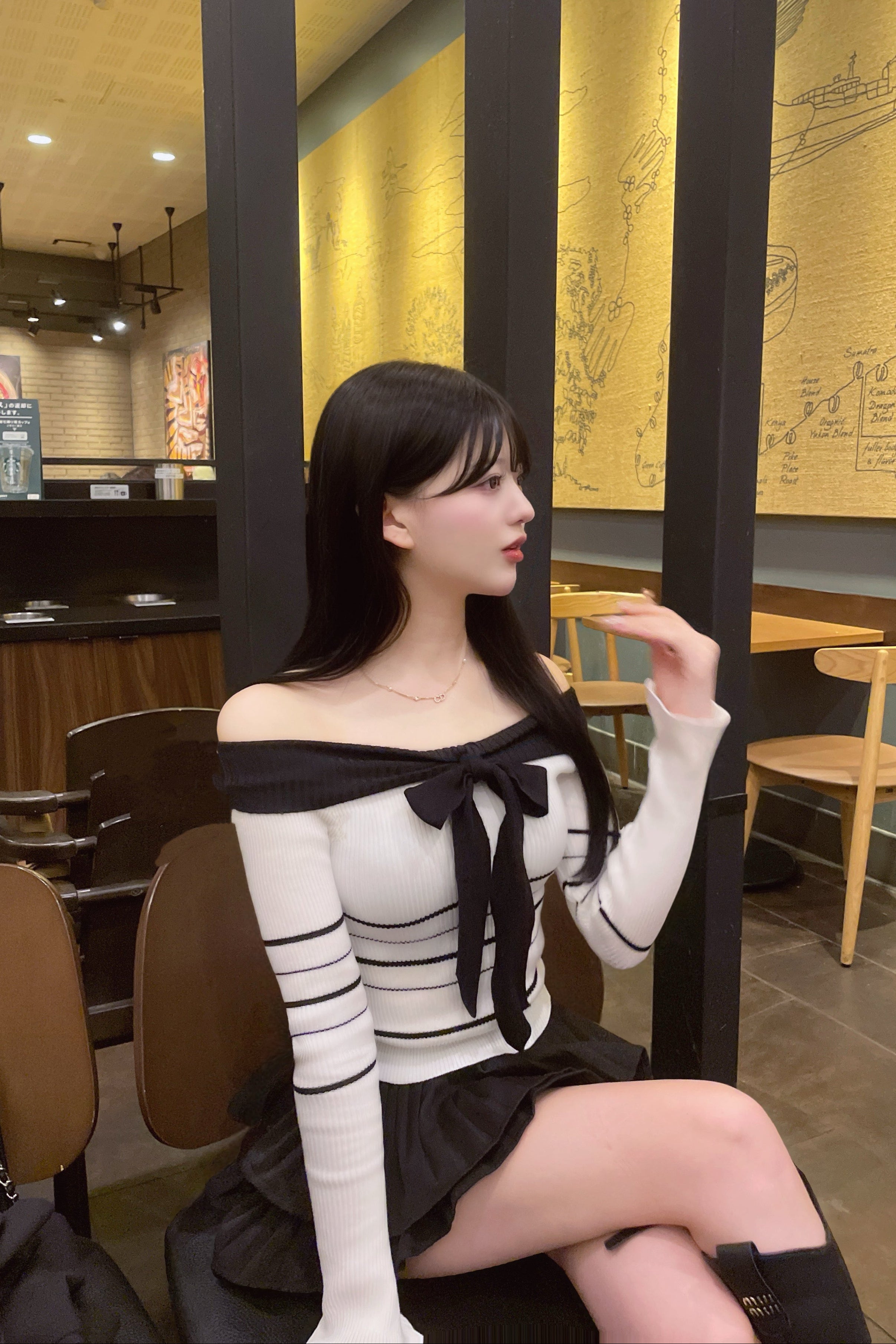 バイカラーオフショルニット KR13357