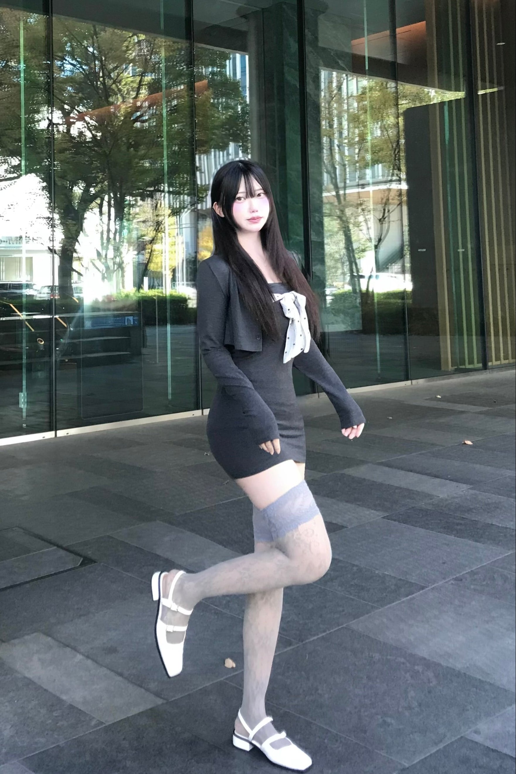 ドットリボンカーデワンピースセット KR13498