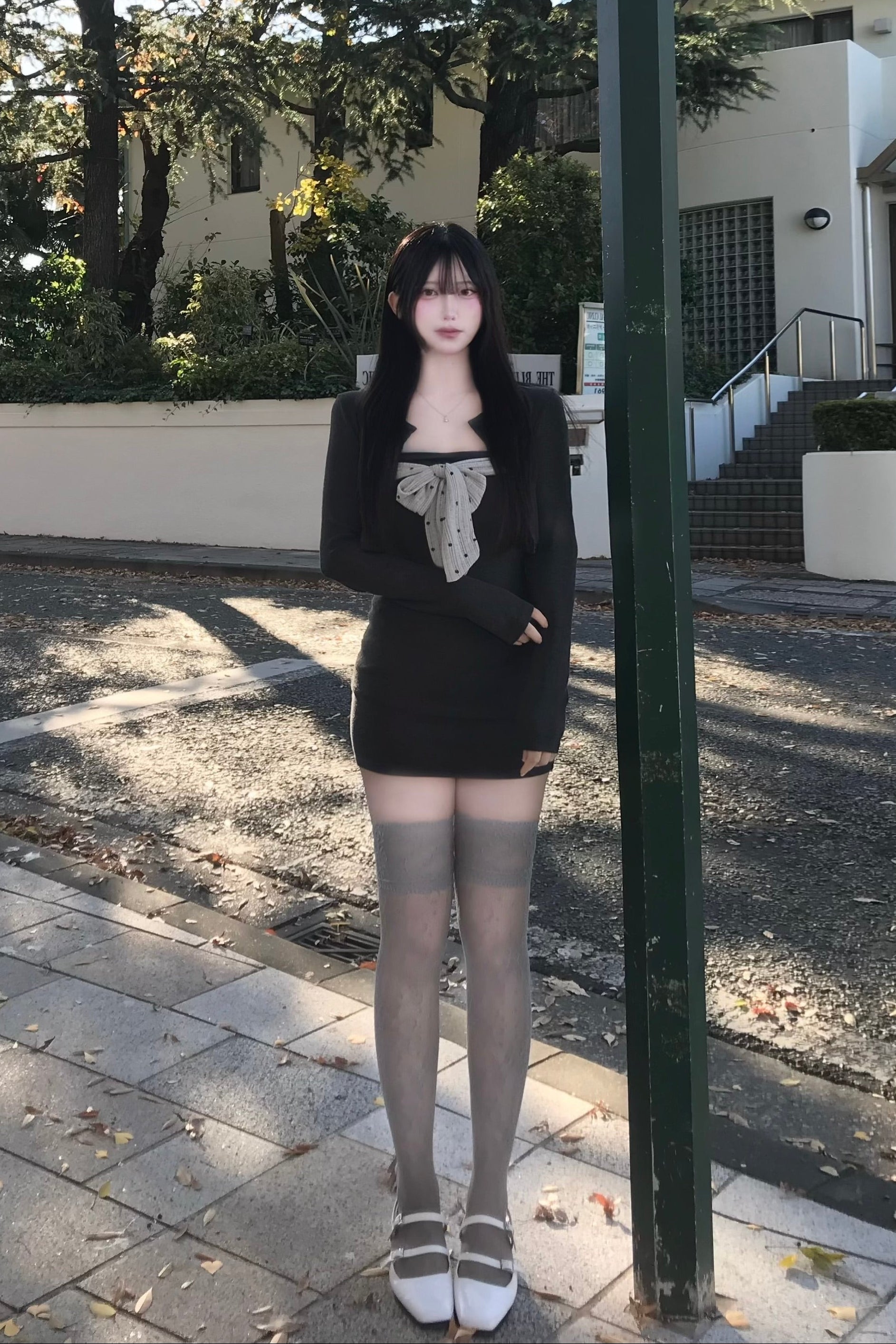 ドットリボンカーデワンピースセット KR13498