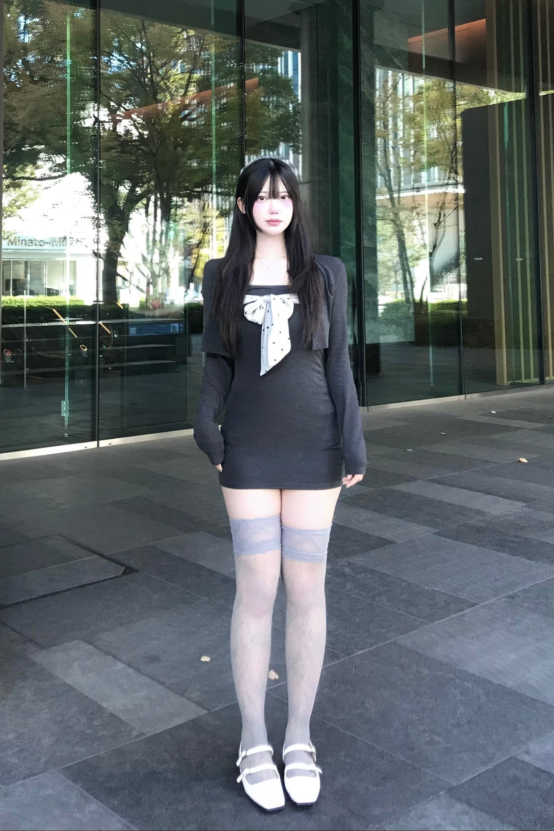 ドットリボンカーデワンピースセット KR13498