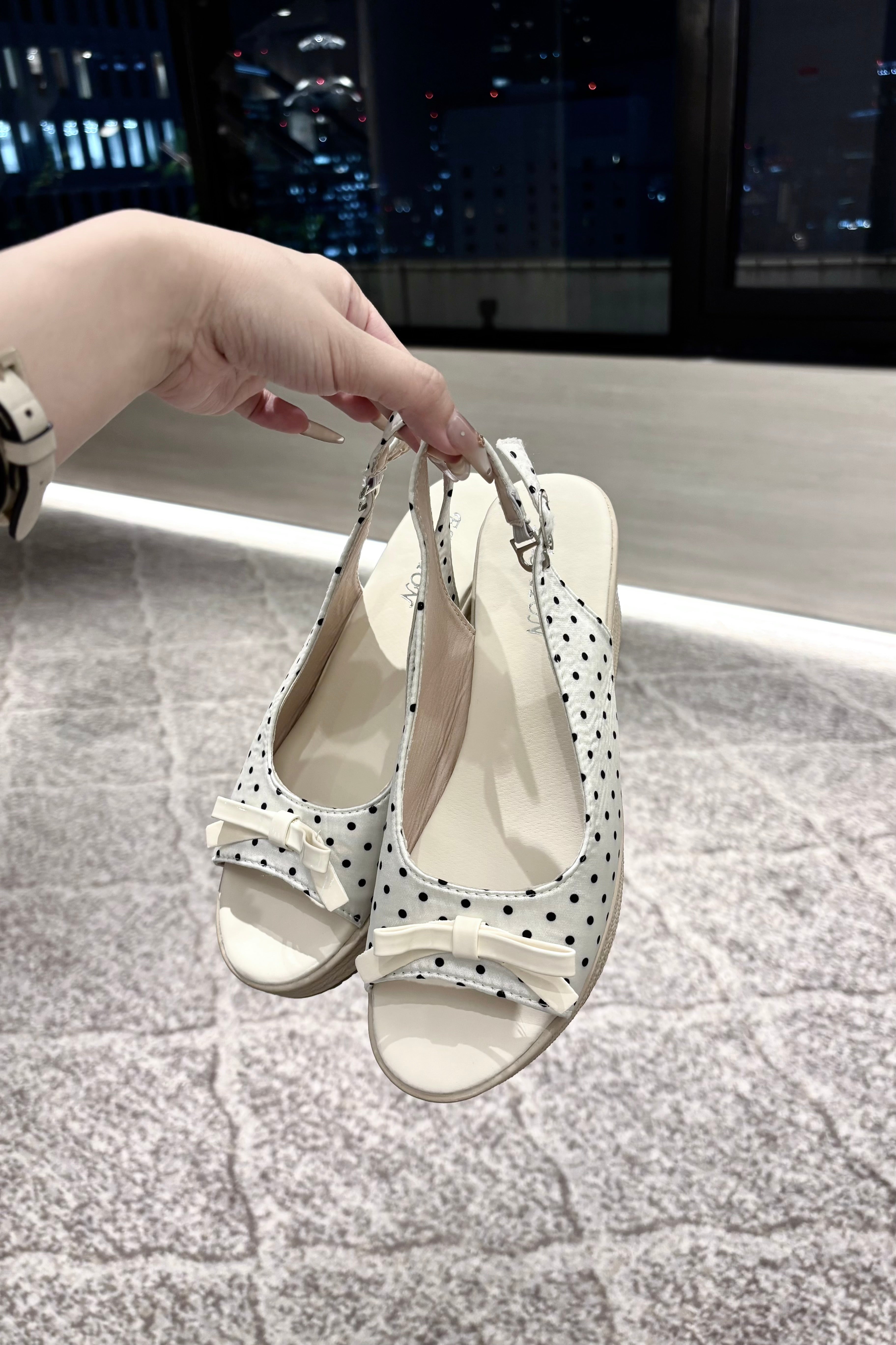 ドットリボンウェッジサンダル KR15436