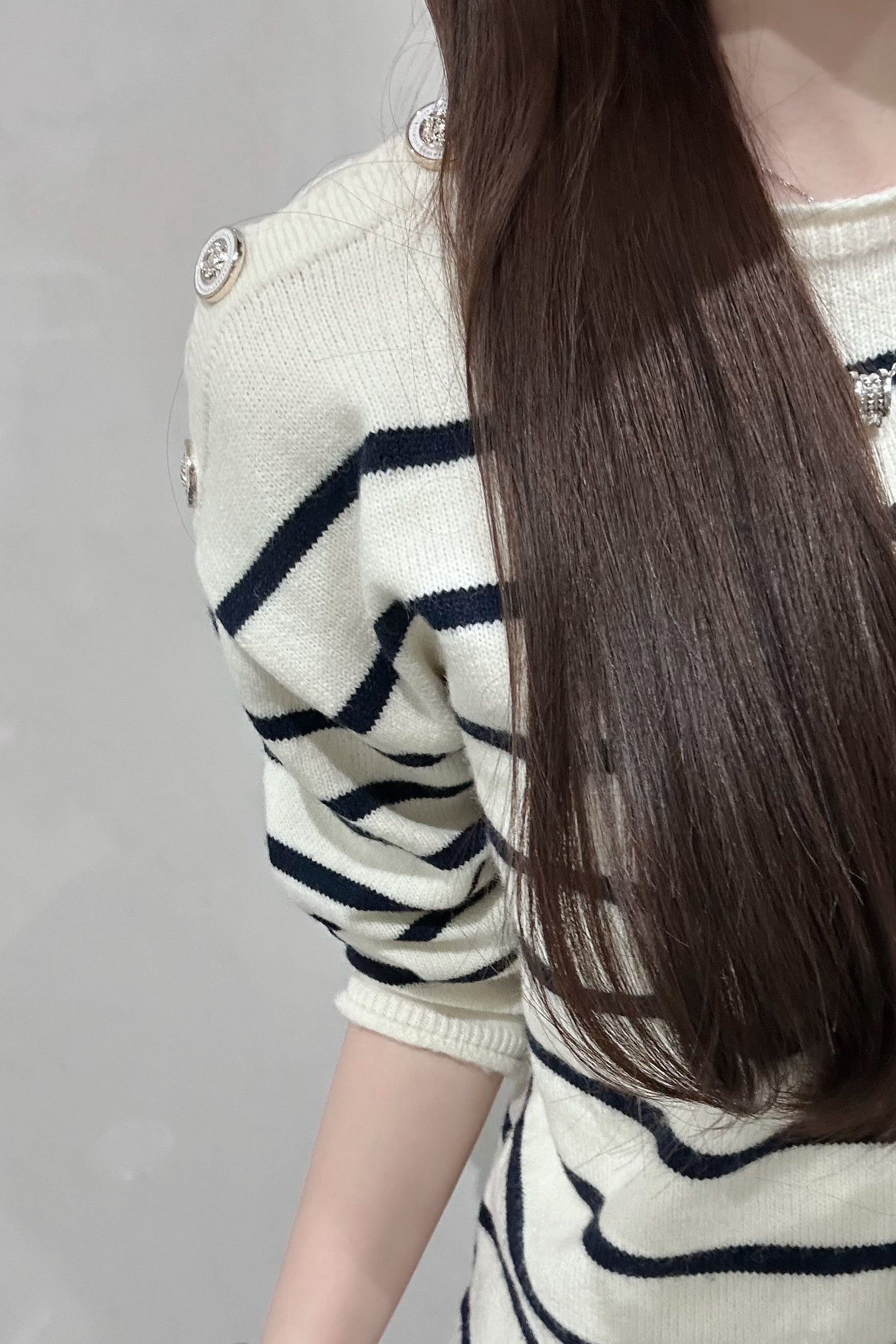 ショルダーボタンボーダーニット KR14257