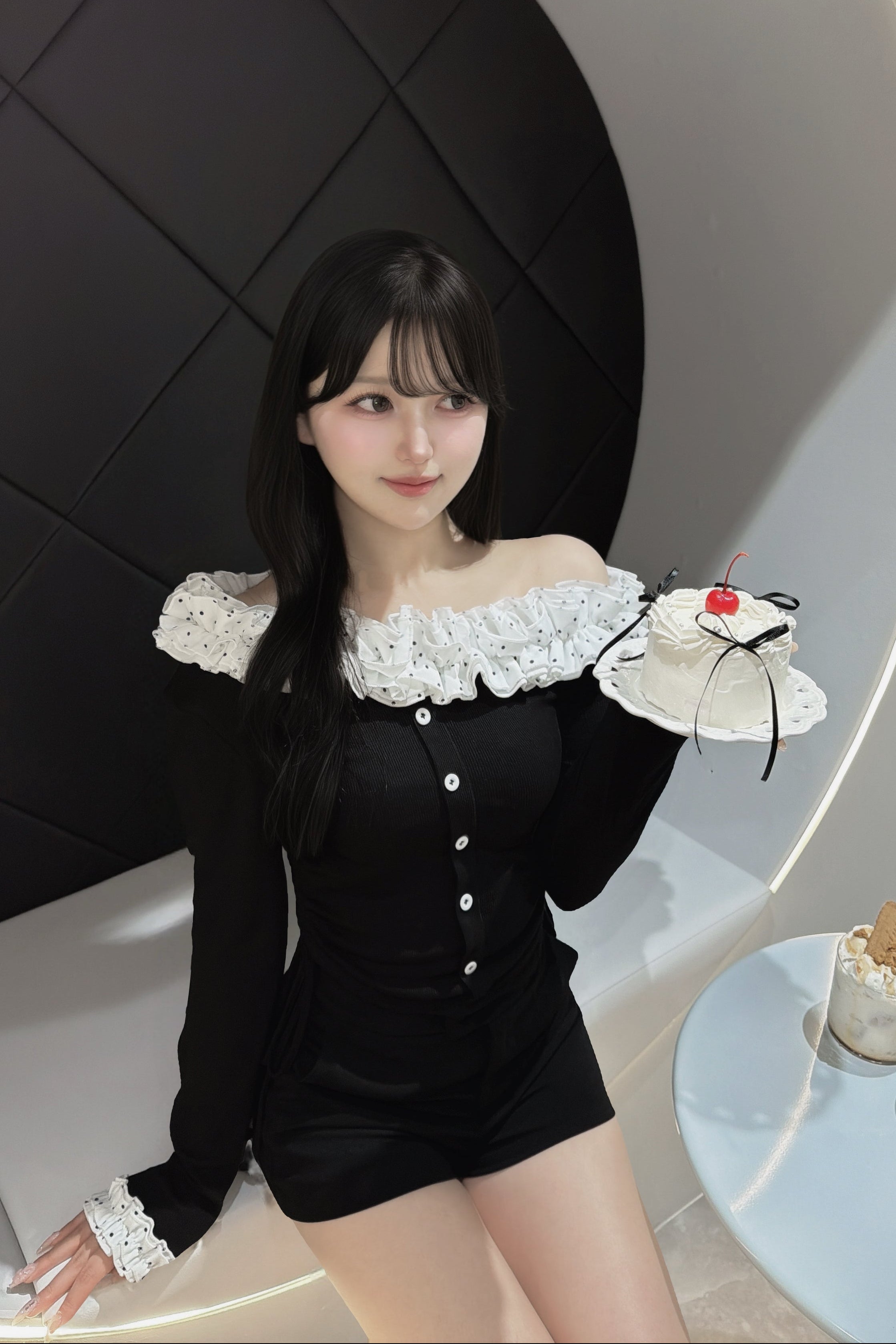 ドットレースワンショルブラウス KR14503