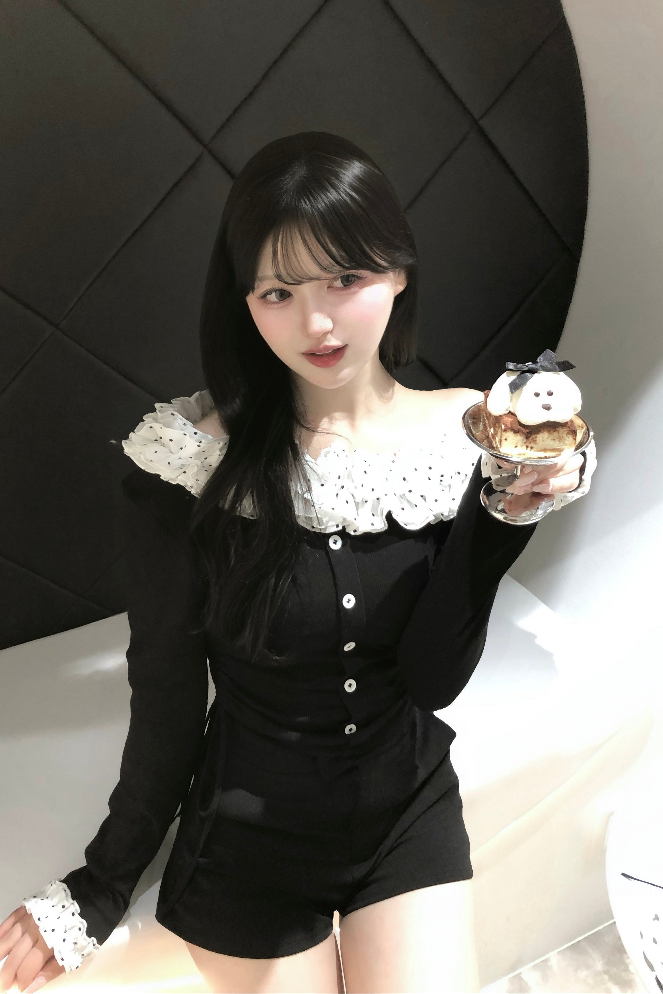 ドットレースワンショルブラウス KR14503