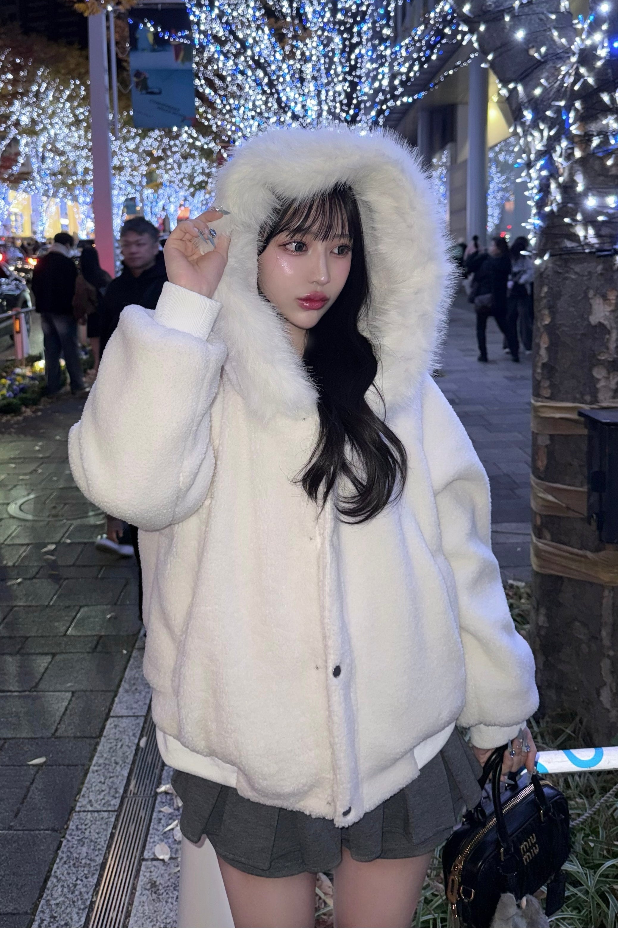 ホワイトファーショートジャケット KR30085