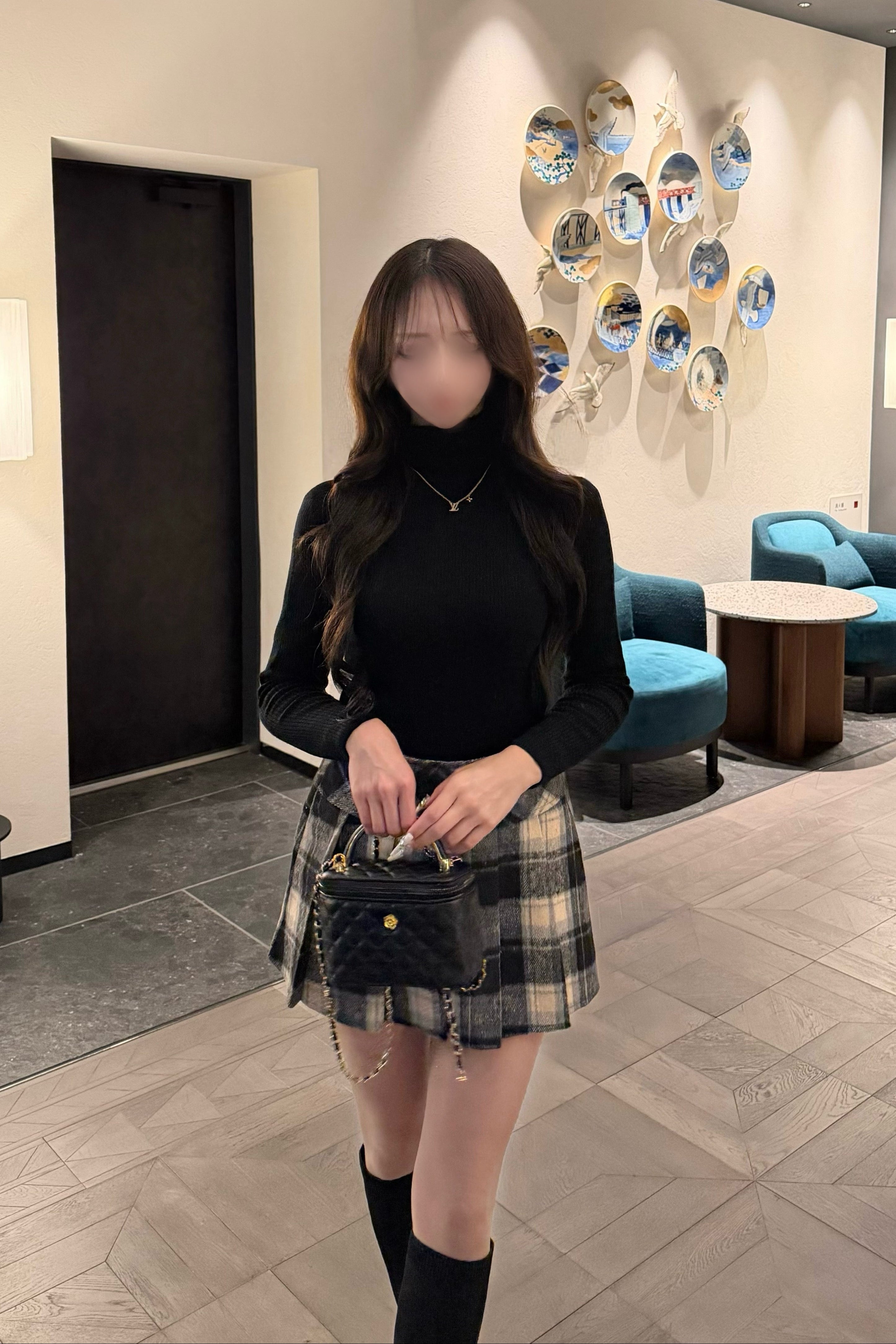 ウールチェックプリーツスカートKR13928