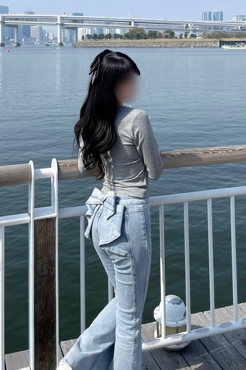 バックリボンハイウエストフレアパンツ KR14389