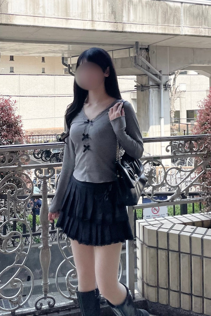 フロントリボンレースVネックカットソー KR14445